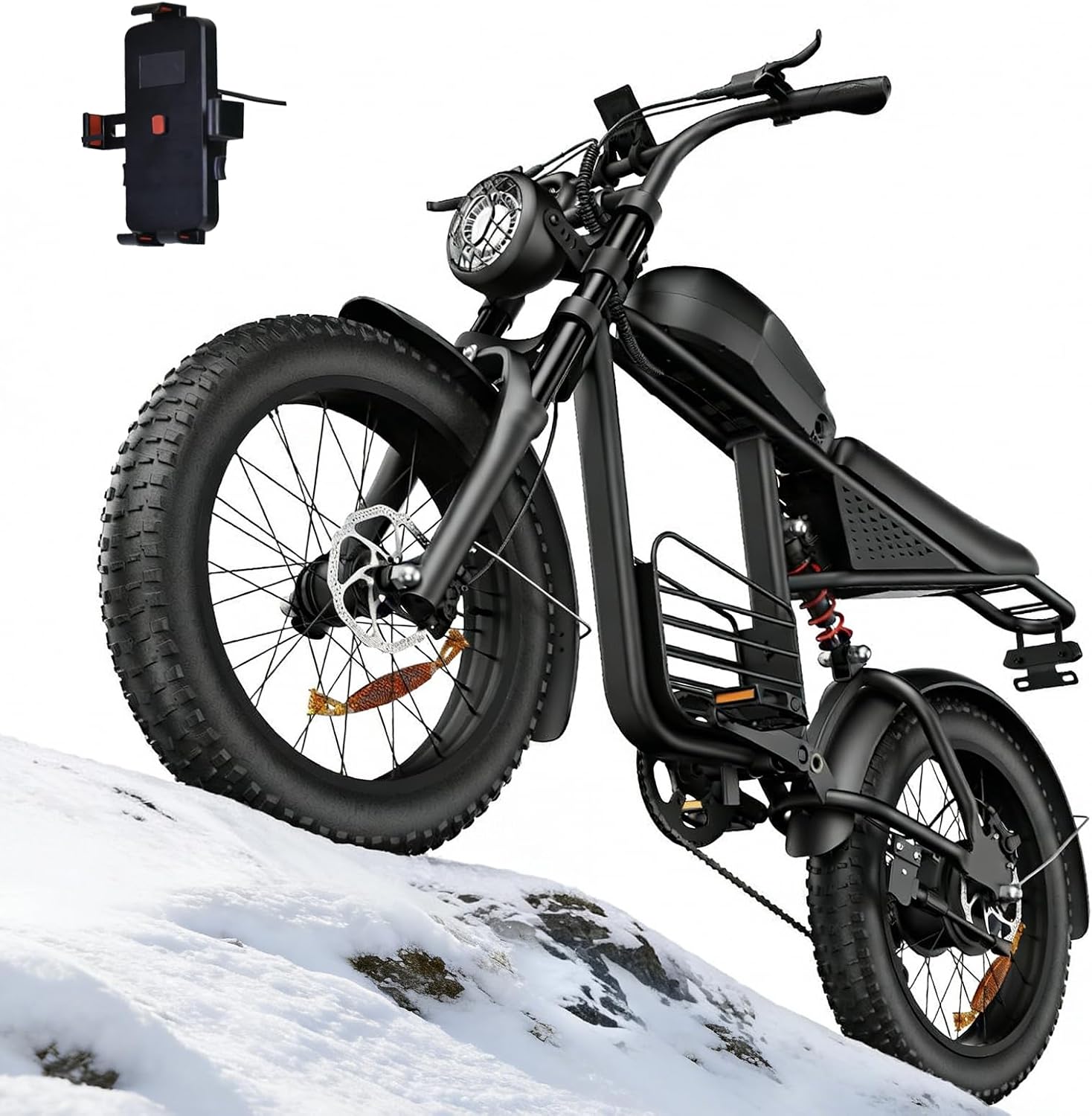 Electric Bike for Adults 48V 20AH Power 1500W Peak 35MPH Max 60 Miles Electric Motorcycle 20' Fat Tire Dirt Bike Shamano 7-Speed E-Bike for All Terrain Dirt Bike