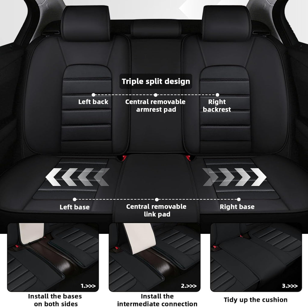Car Seat Cover Fit for GMC Acadia 2007-2025,Compatible Airbag Non-Slip Waterproof Seat Covers,Car Seat Protector Premium Interior (Luxury 5 Seats,Black Red)