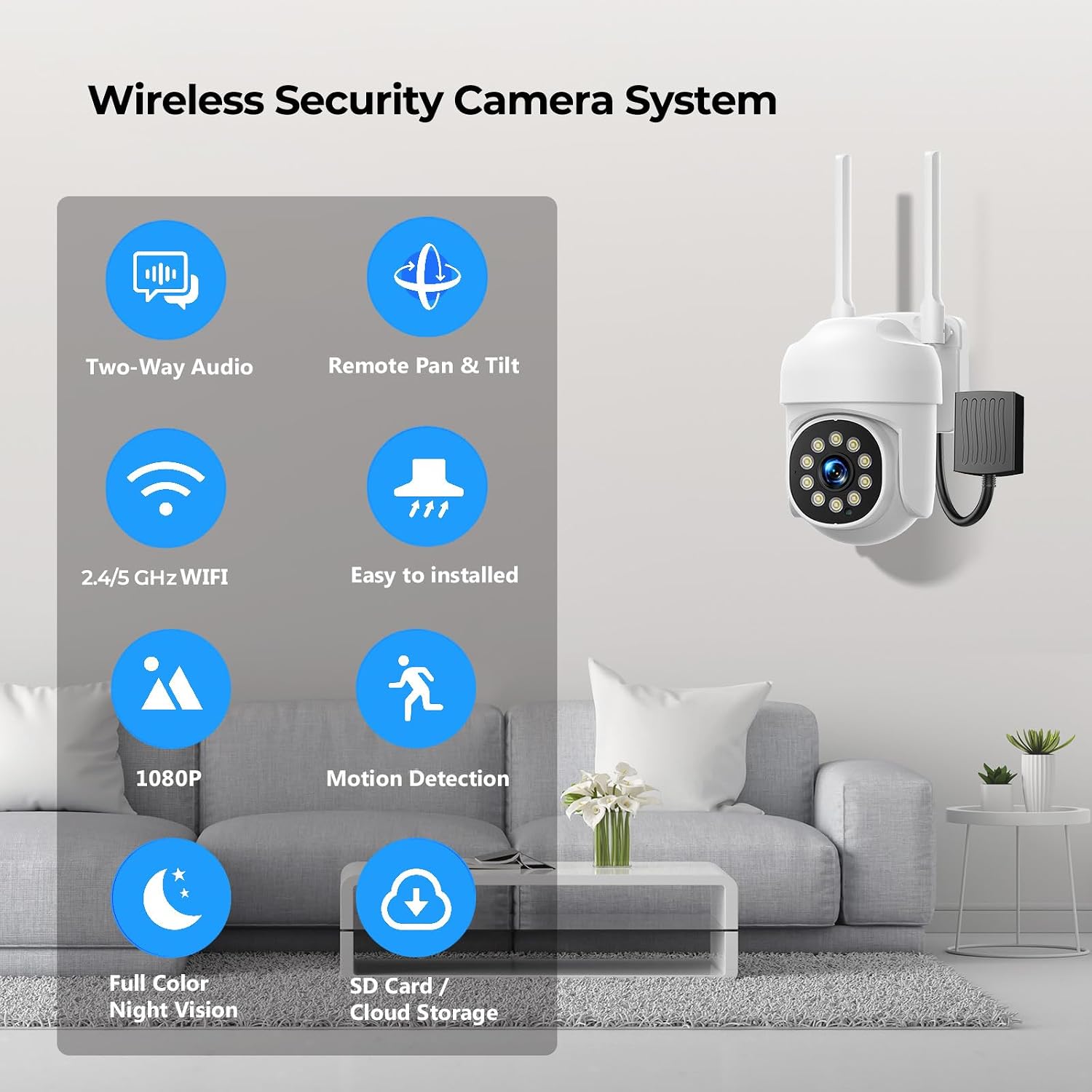 CAMCAMP Wireless Security Camera System,Color Night Vision Wireless Security Camera Outdoor with Auto Tracking,Up to 10CH,360° PTZ,2-Way Audio,2.4/5GHz WiFi, for Home & Business Surveillance Kits