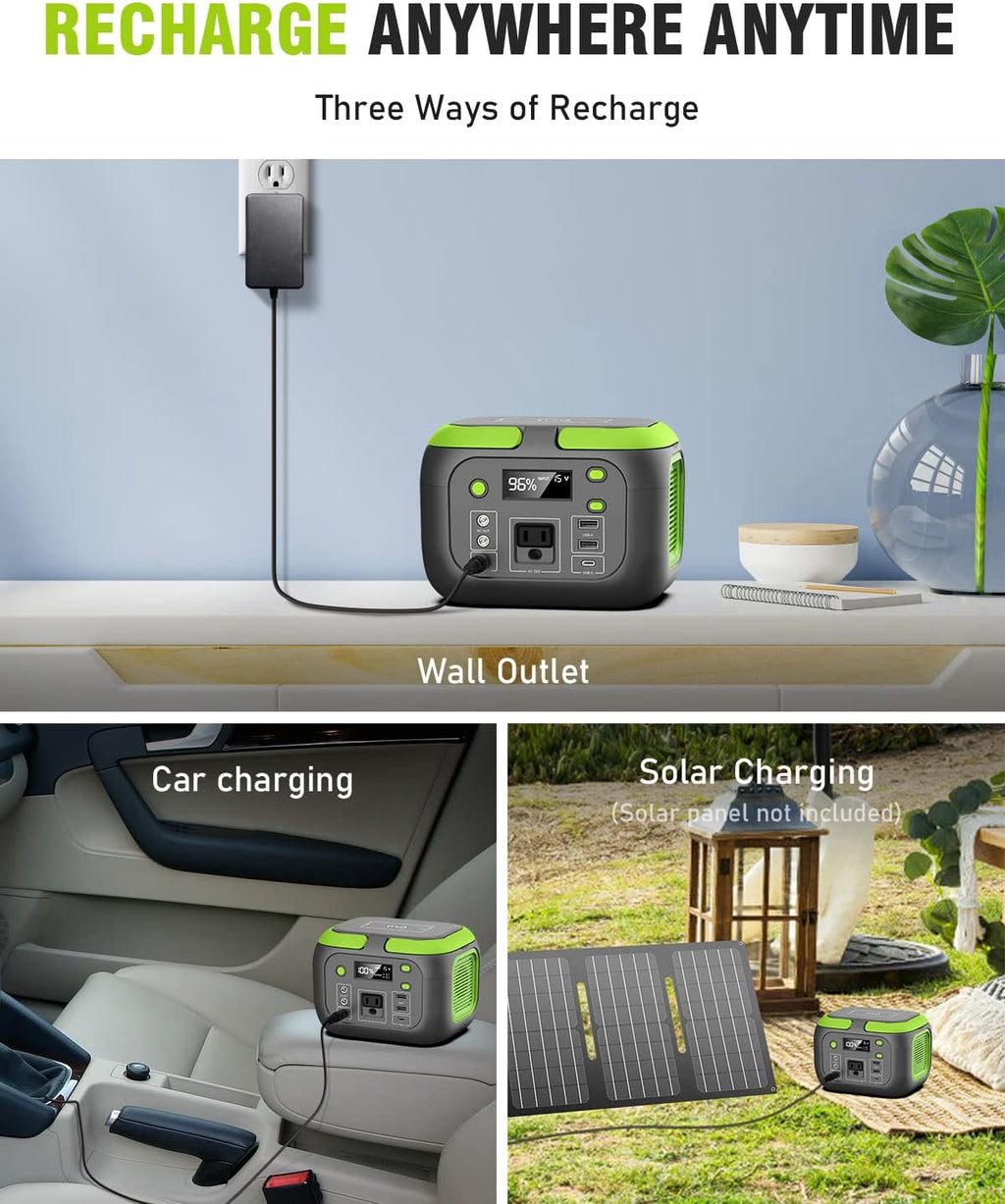 200W/42000mAh Portable Power Station with 100W Foldable Solar Panel 155WH Solar Generator Set for Outdoors Camping Home Emergency Travel Hunting Fishing