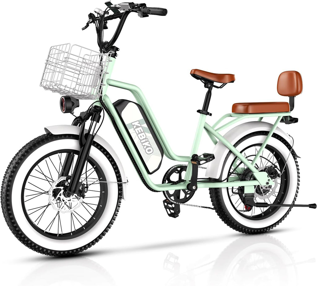 Electric Bike for Adults, 20'x 4' Fat Tire 35MPH Cargo Ebike with Seat, 1450W Peak 2 Seater Commute Bike with 48V 20AH Removable 960WH Battery, 80 Miles Max Range 7-Speed Step-Thru Electric Bicycle