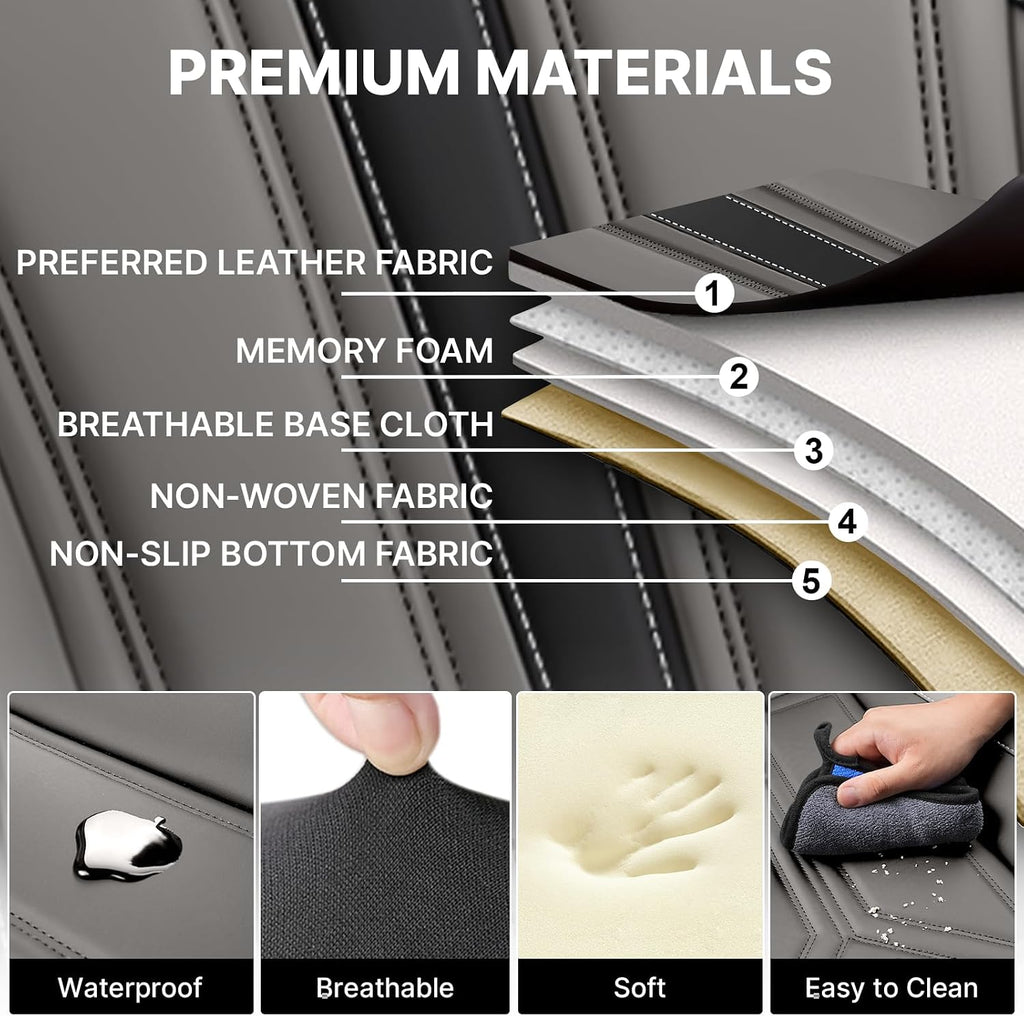Car Seat Covers Front Set for Hyundai Santa Cruz 2022-2025,Leather Seat Cover for Car,Waterproof Seat Protector Vehicle Seat Cushions Automotive Seat Protector(2 seat,Black&Gray)