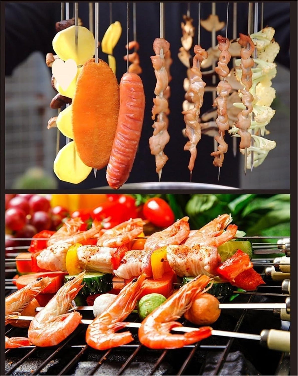 Stainless Steel Smokeless 360° Rotating BBQ Charcoal Grill 20 Skewer 2 in 1 Portable Grill for Picnics Camping
