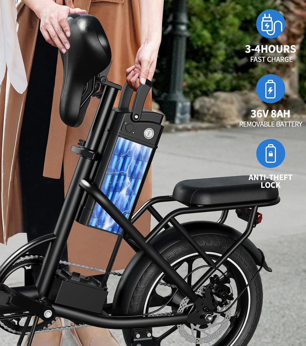WINDHORSE 16' Folding Electric Bike for Adults, 630W Peak Motor, 20MPH, 19–35 Miles Pedal Assist Range, LCD Display, Dual Disc Brakes, Removable Battery