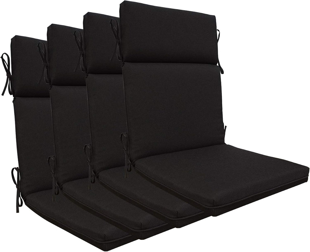 Indoor Outdoor High Back Rocking Chair Cushions Replacement Patio Seat Cushion Fade Resistance, Set of 4 (Olefin Black)