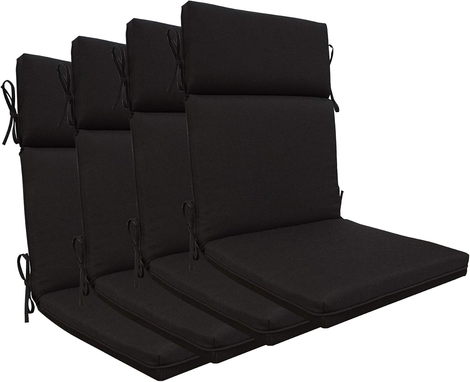 Indoor Outdoor High Back Rocking Chair Cushions Replacement Patio Seat Cushion Fade Resistance, Set of 4 (Olefin Black)