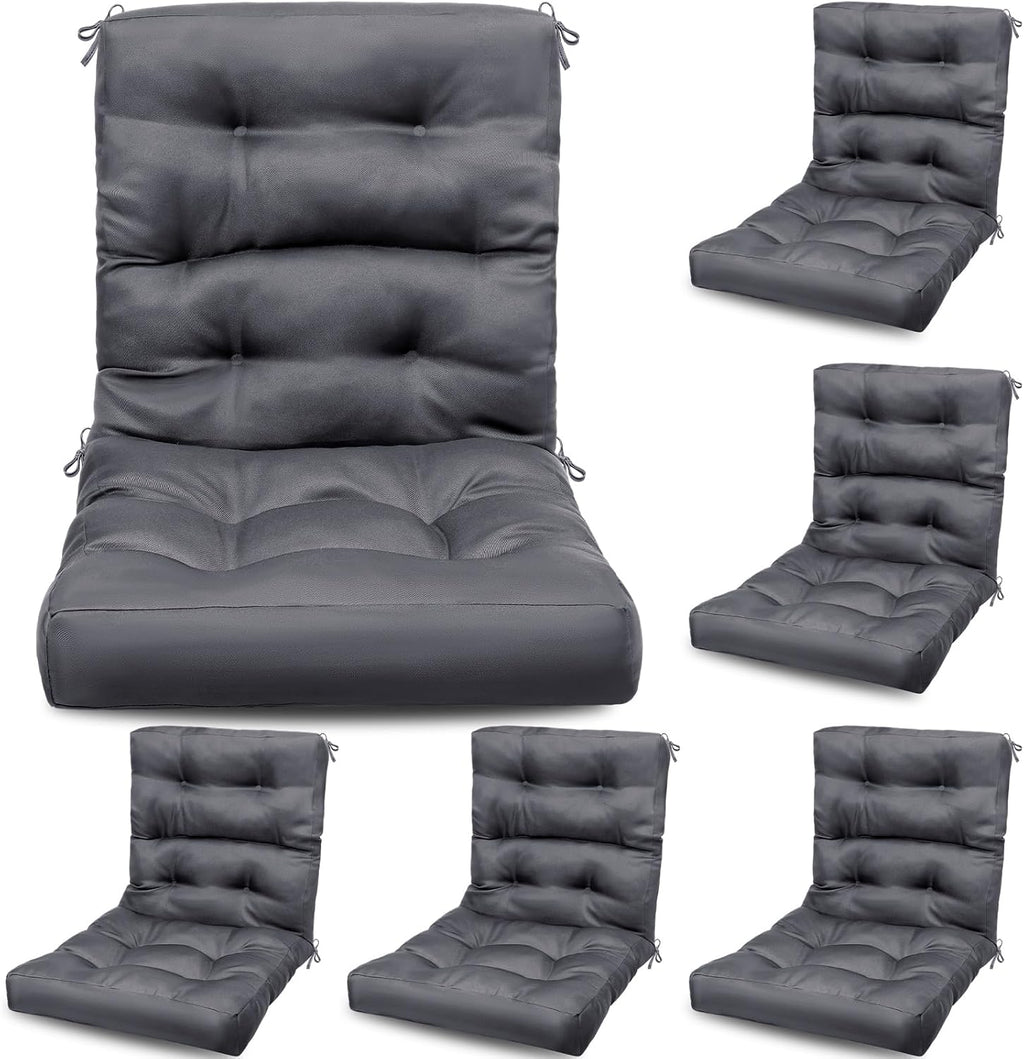 Hoteam 6 Set Patio Chair Cushions Outdoor 20 x 40 Inch High Chair Patio Cushion for Outdoor Furniture Waterproof Seat Rocking Indoor Thickened Pad(Solid Color Style,Gray)