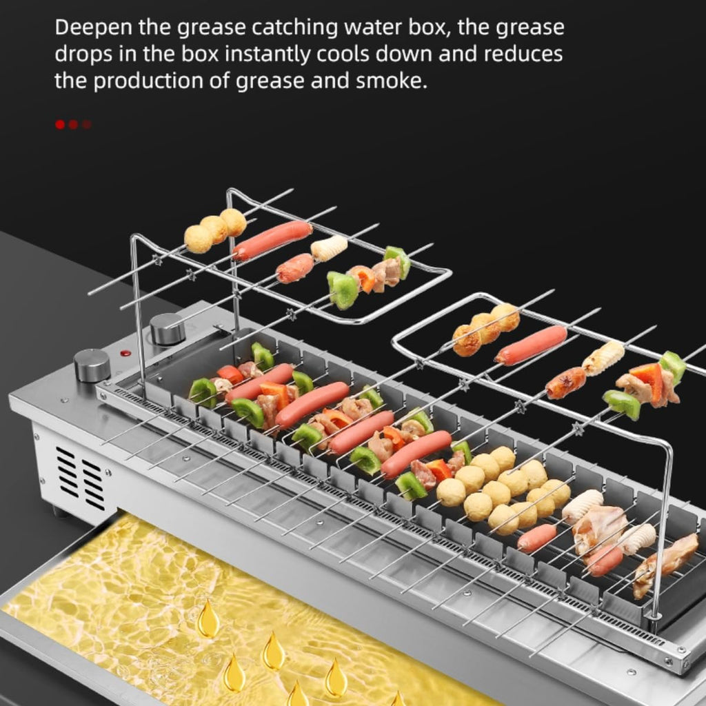 Commercial Barbecue Oven,Automatic Flip Grill,Commercial Korean BBQ Stove,Auto Roating Smokeless Searing Grill,Electric Korean BBQ Roaster,Temperature Adjustable,Roating,16 Skewers,220V