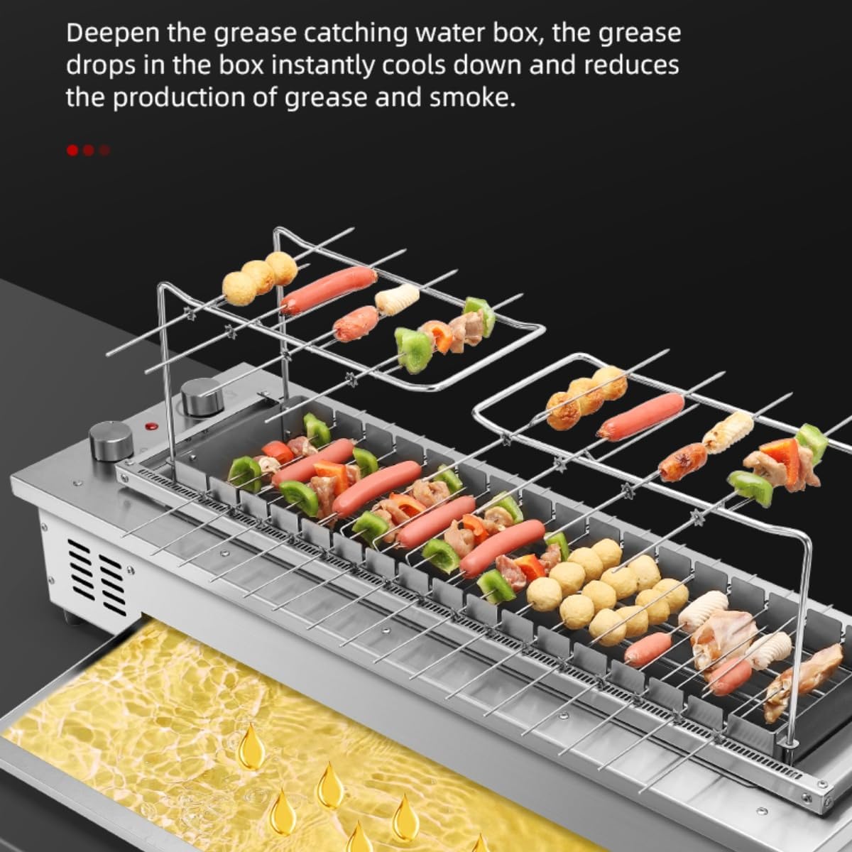 Commercial Barbecue Oven,Automatic Flip Grill,Commercial Korean BBQ Stove,Auto Roating Smokeless Searing Grill,Electric Korean BBQ Roaster,Temperature Adjustable,Roating,16 Skewers,220V