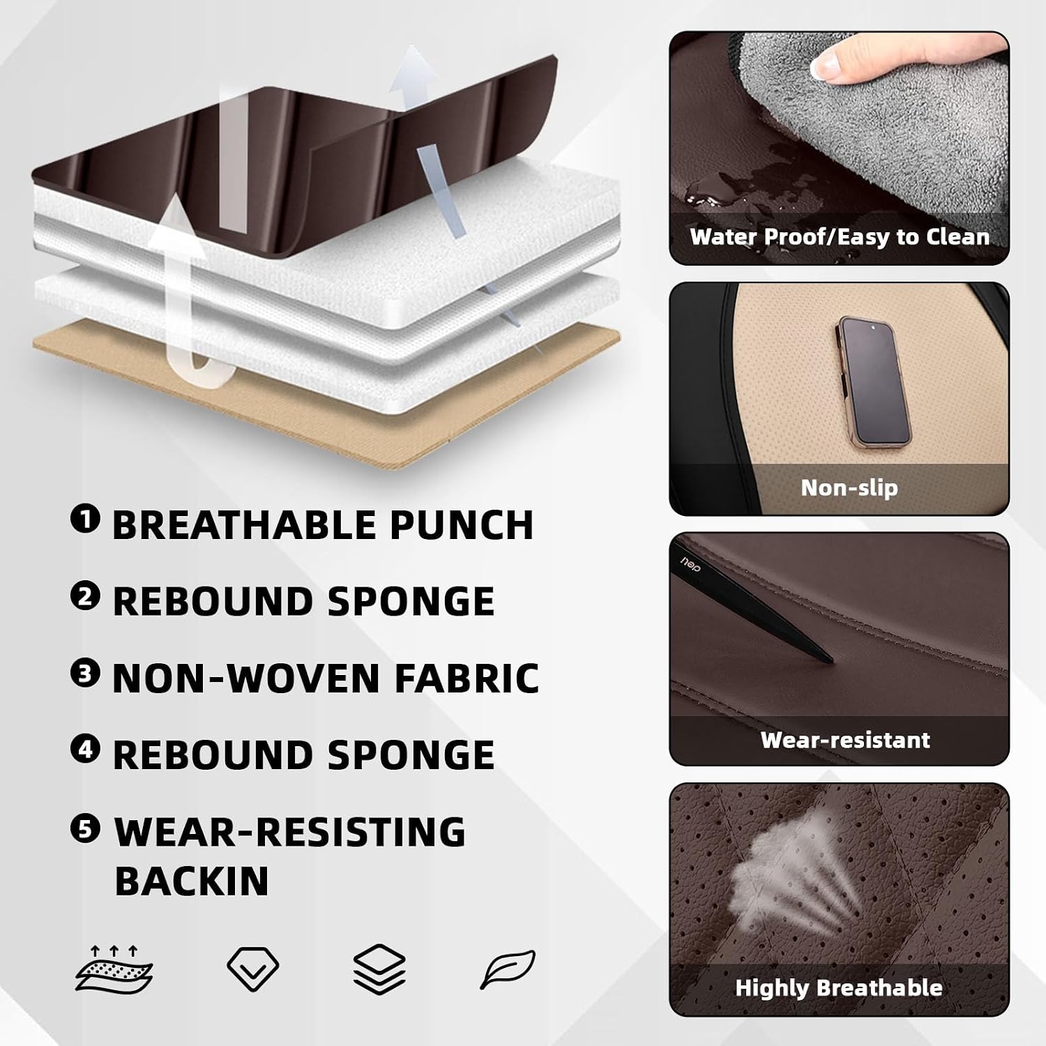 Car Seat Cover Fit for Rivian R1T 2022-2025,Compatible Airbag Non-Slip Waterproof Seat Cover,Car Seat Protector Premium Interior (Standard 2 Seats,Black Coffee)