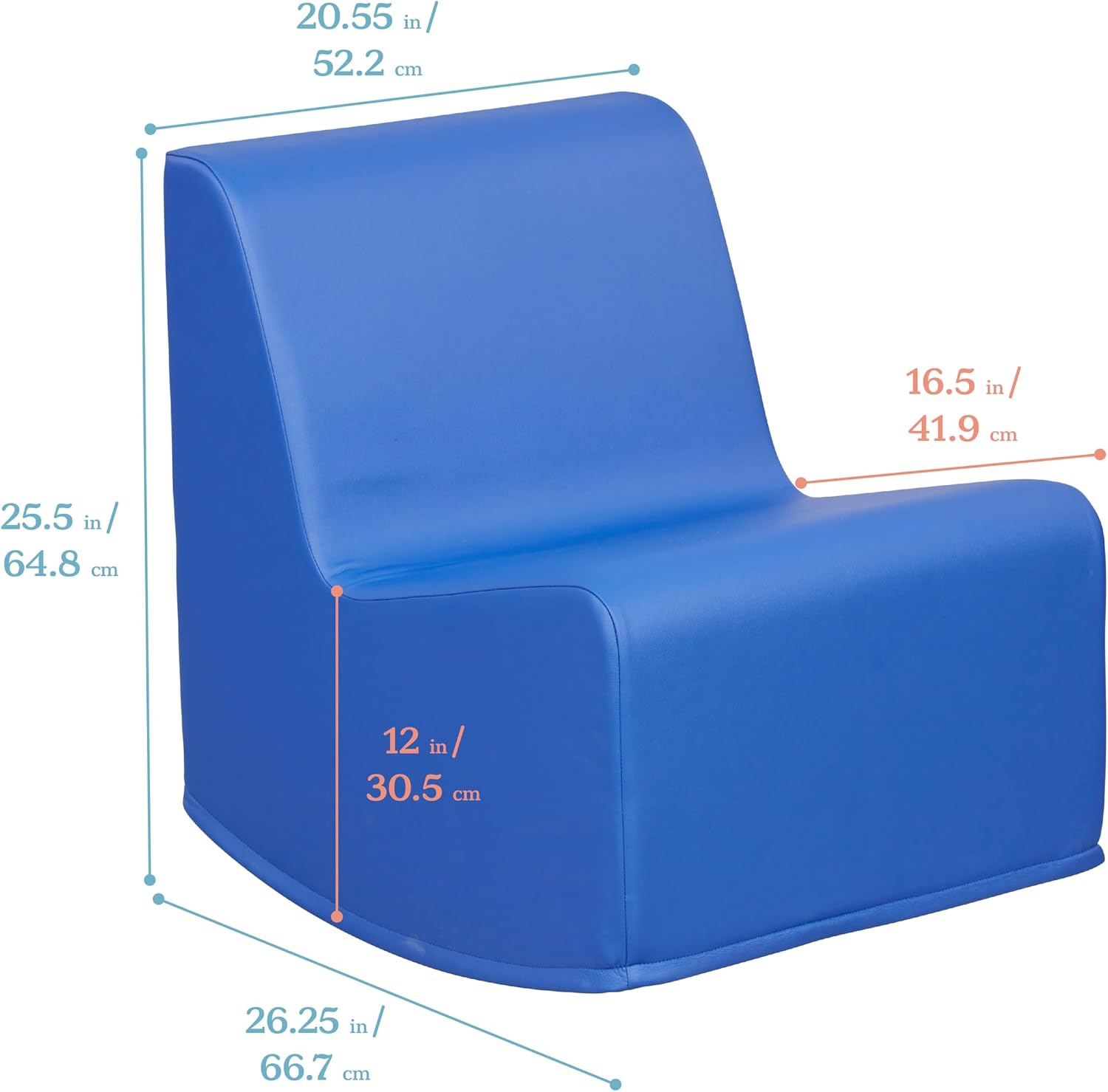 ECR4Kids SoftZone Contoured Rocking Chair, Flexible Seating, Blue