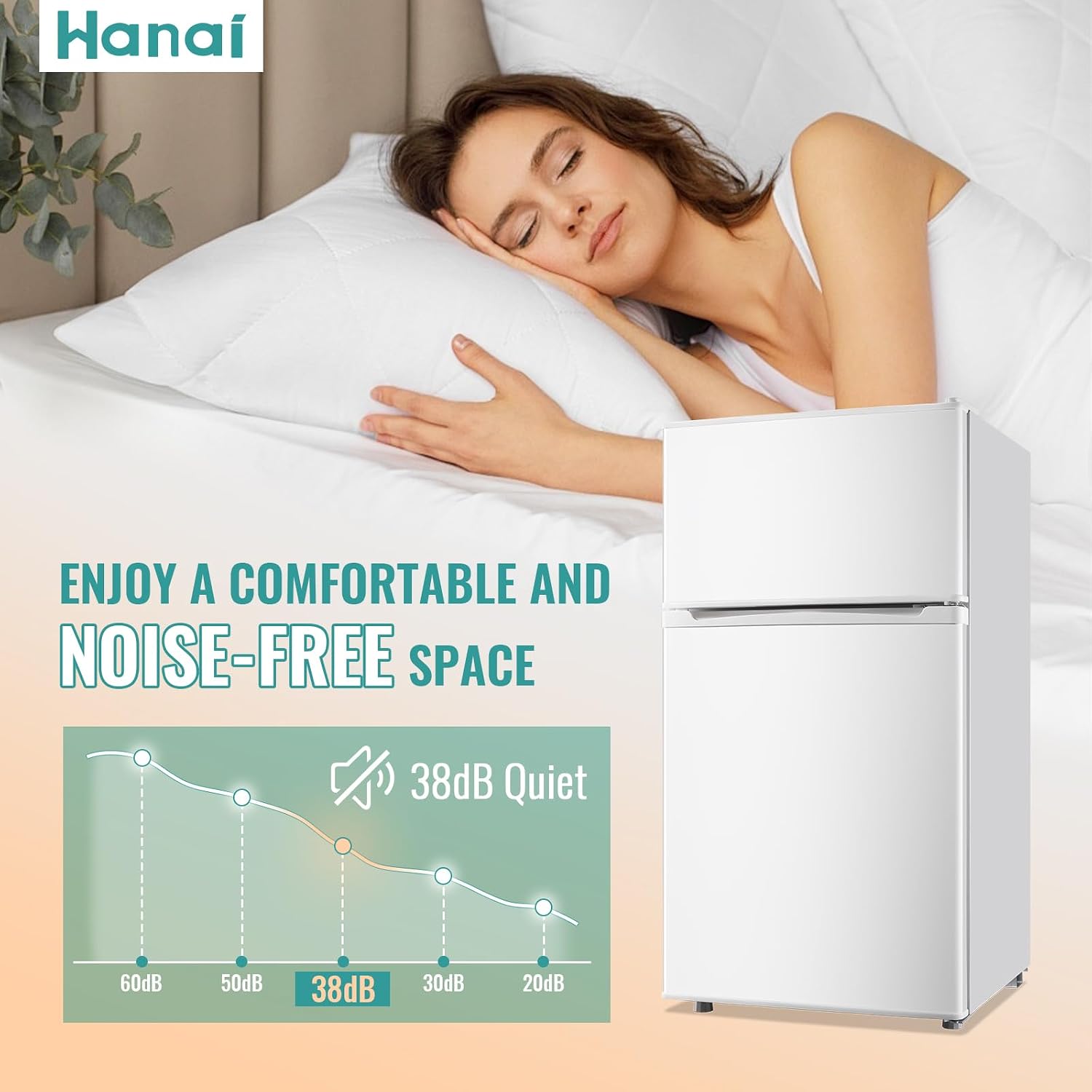 WANAI 3.5 Cu.Ft Mini Fridge Compact Refrigerator with Freezer, 7 Level Adjustable Thermostat Removable Shelves Small Refrigerator for Office Dorm Apartment Matte White