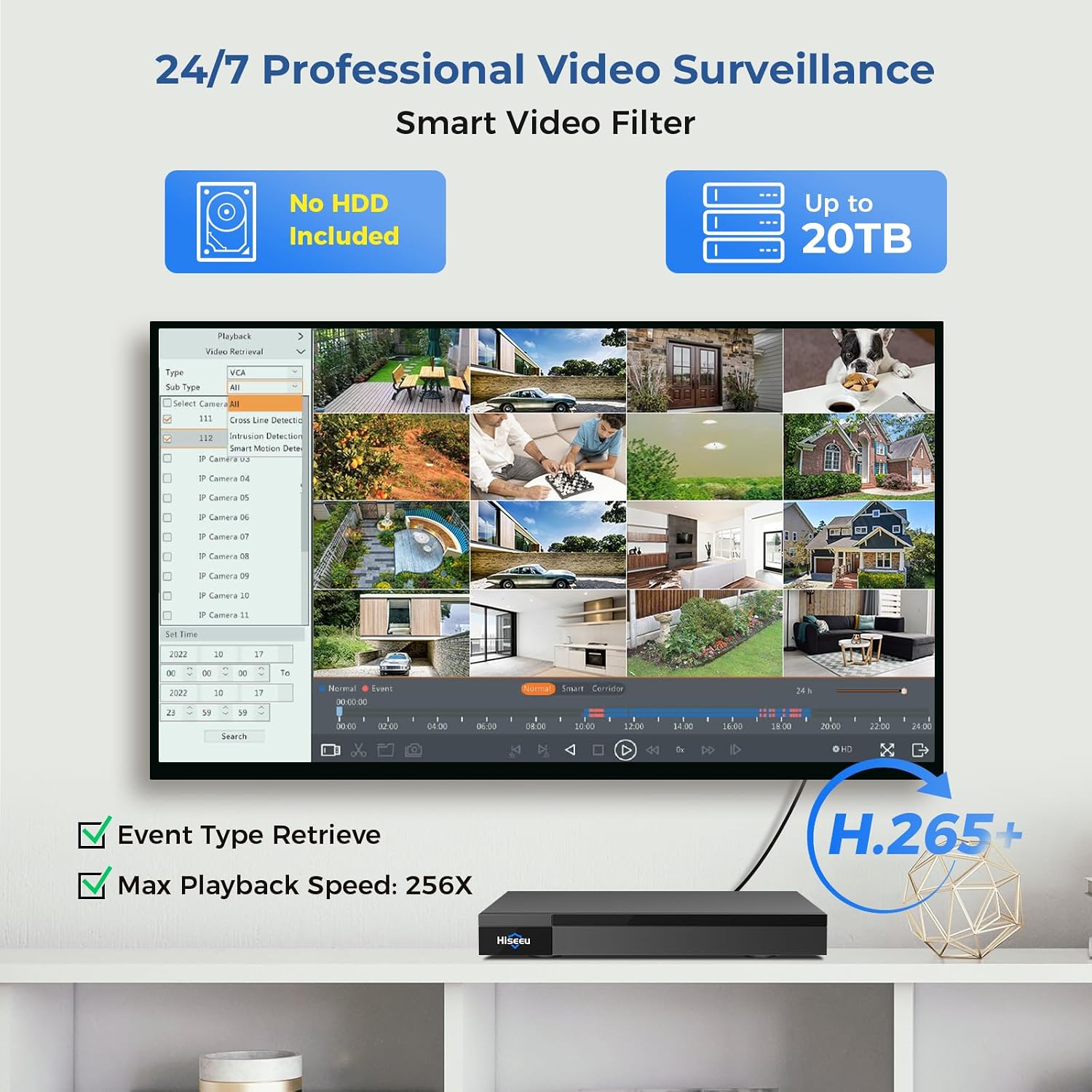 Hiseeu 12MP 32CH PoE NVR Network Video Recorder for Home Security Camera System, Work with 12MP/8MP/5MP/4MP/3MP/1080P PoE Security Camera, Motion Detect,24/7 Recording, Smart Playback, No Hard Drive