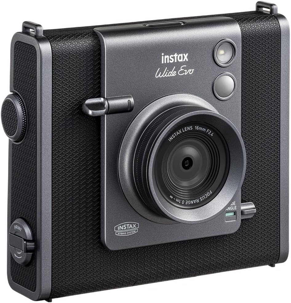 Instax Wide Evo Hybrid Instant Camera, Bundle 20-Pack Film, 128GB Micro SD Card, Camera Shoulder Bag