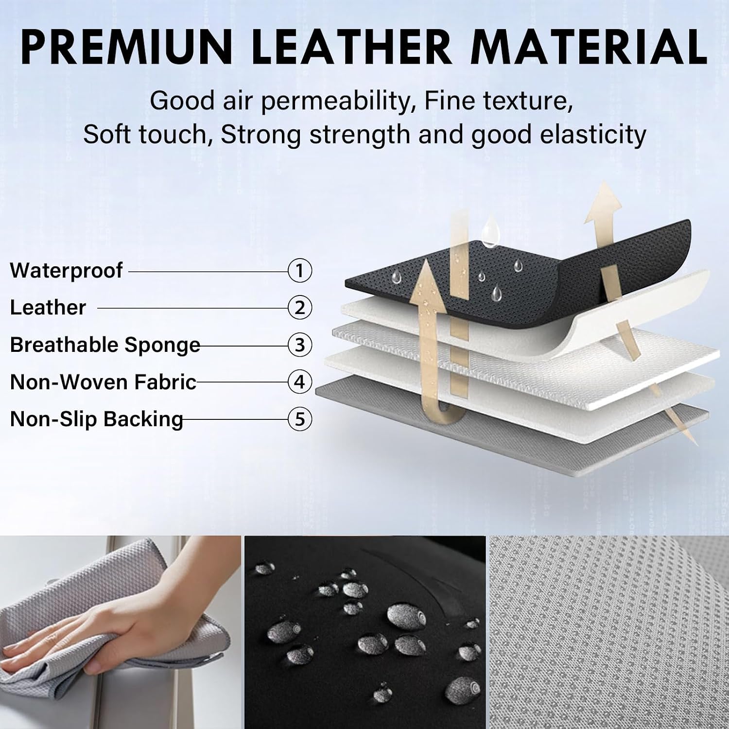 Coverado Leather Rear Seat Covers for Cars, Waterproof Back Seat Cover, Universal Automotive Seat Cushion Protector for Most Cars Trucks SUV (Beige)