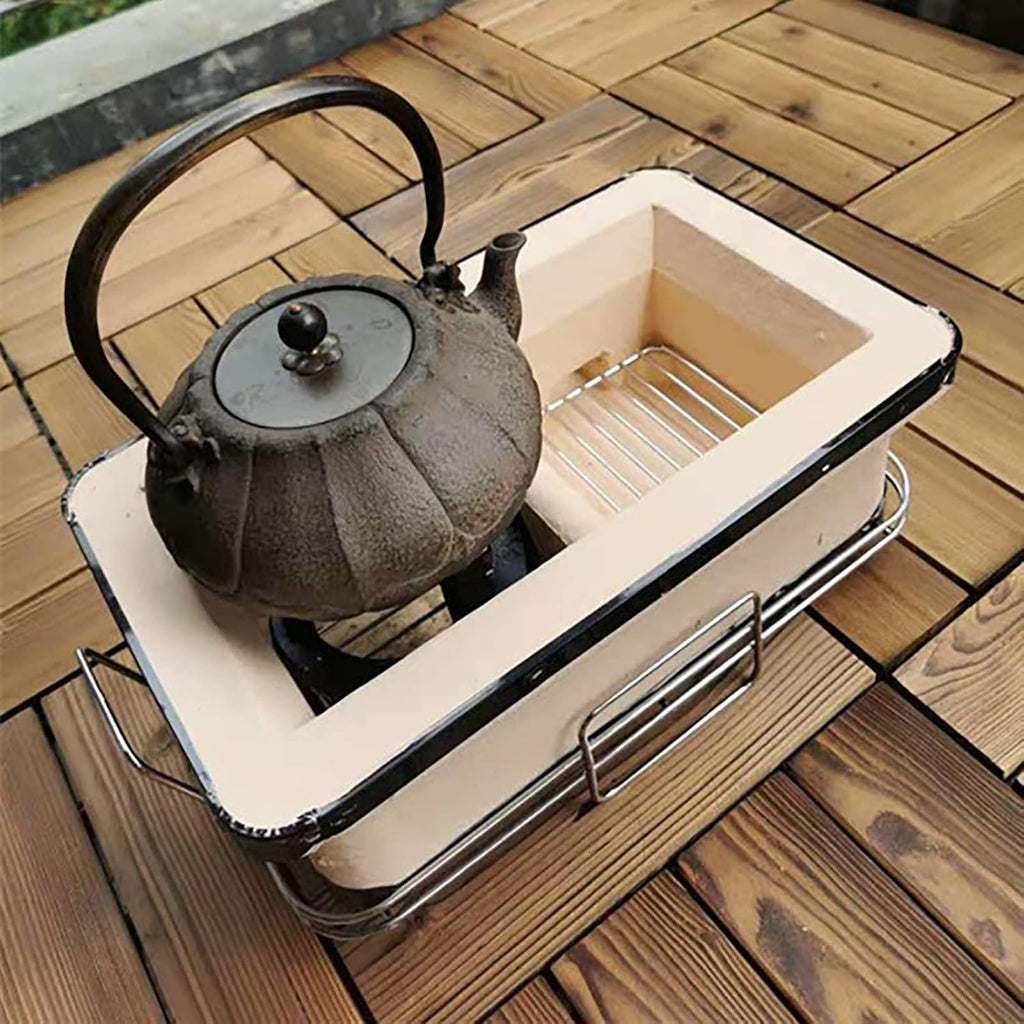 Charcoal Chrome Cooking Grill Internal Grates,Ceramic Clay Charcoal Grill,Using Clay Adjustable Ventilation,High Temperature Resistance,for Outdoor Barbecues