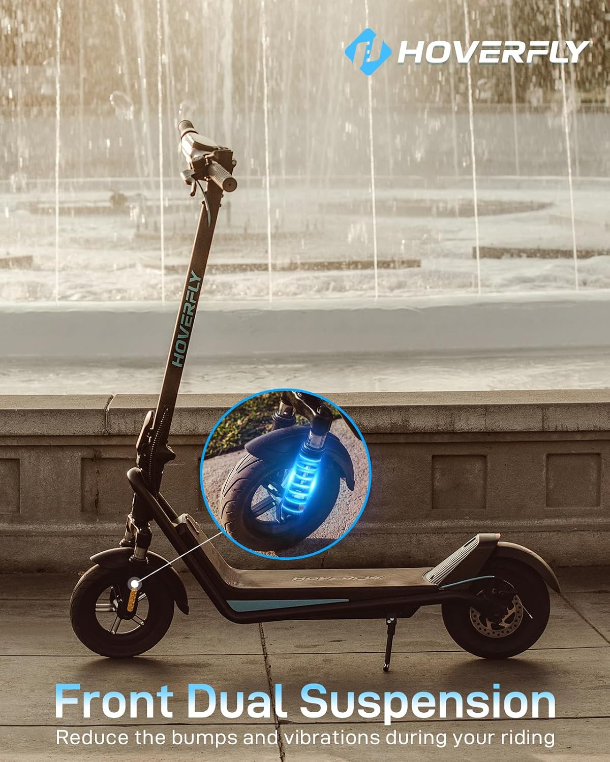 HOVERFLY X1/X3/X5 Electric Scooter for Adults, Anti Flat 8.5'/10'' Solid Tire, Max 10/18/25 Miles Range and 15.5/20Mph Speed Power by 250W/500W Motor, Foldable Commuting E Scooter with EABS&Disc Brake