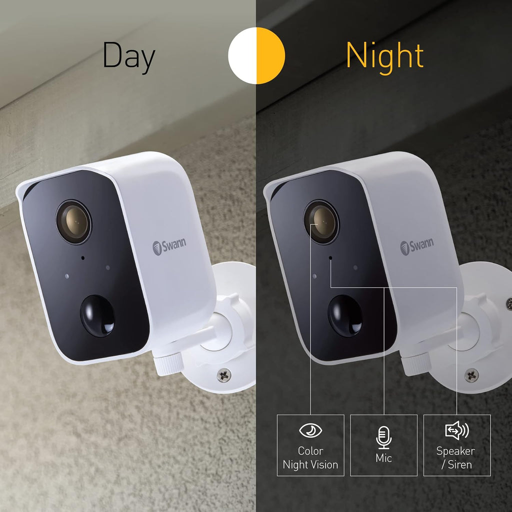 Swann CoreCam Wireless Security Camera, 1080P HD for Indoor/Outdoor Home, 2-Way Talk & Siren, Heat Motion Detection, Night Vision, IP65, 24/7, Local 32GB & Cloud Recording, 2 Pack