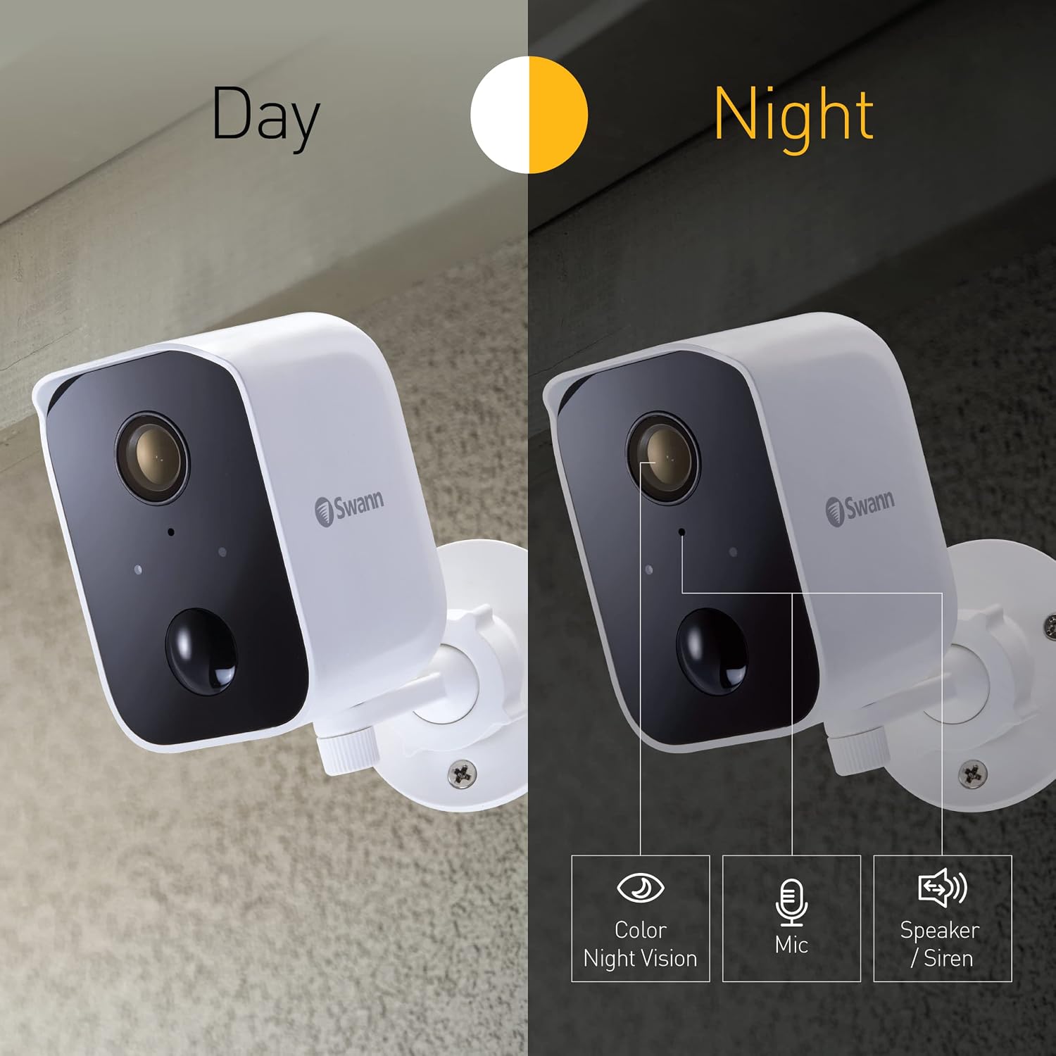 Swann CoreCam Wireless Security Camera, 1080P HD for Indoor/Outdoor Home, 2-Way Talk & Siren, Heat Motion Detection, Night Vision, IP65, 24/7, Local 32GB & Cloud Recording, 2 Pack