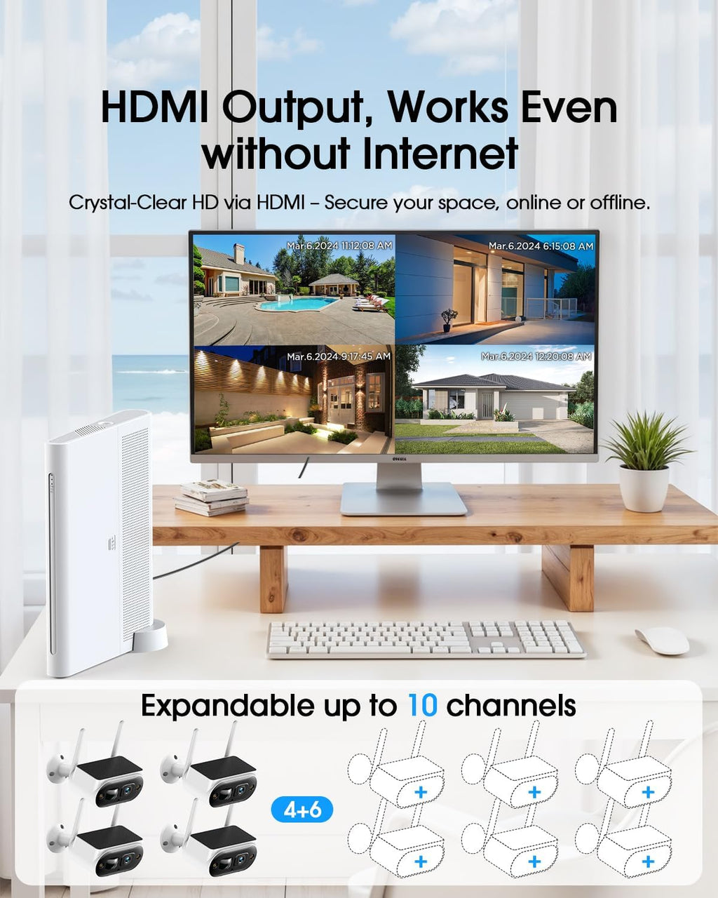 Camcamp Solar Security Camera Wireless Outdoor, 2K Ultra Clear Home Security Camera System, No Subscription, Smart Human Detection, Easy Installation, 5GHz & 2.4GHz WiFi
