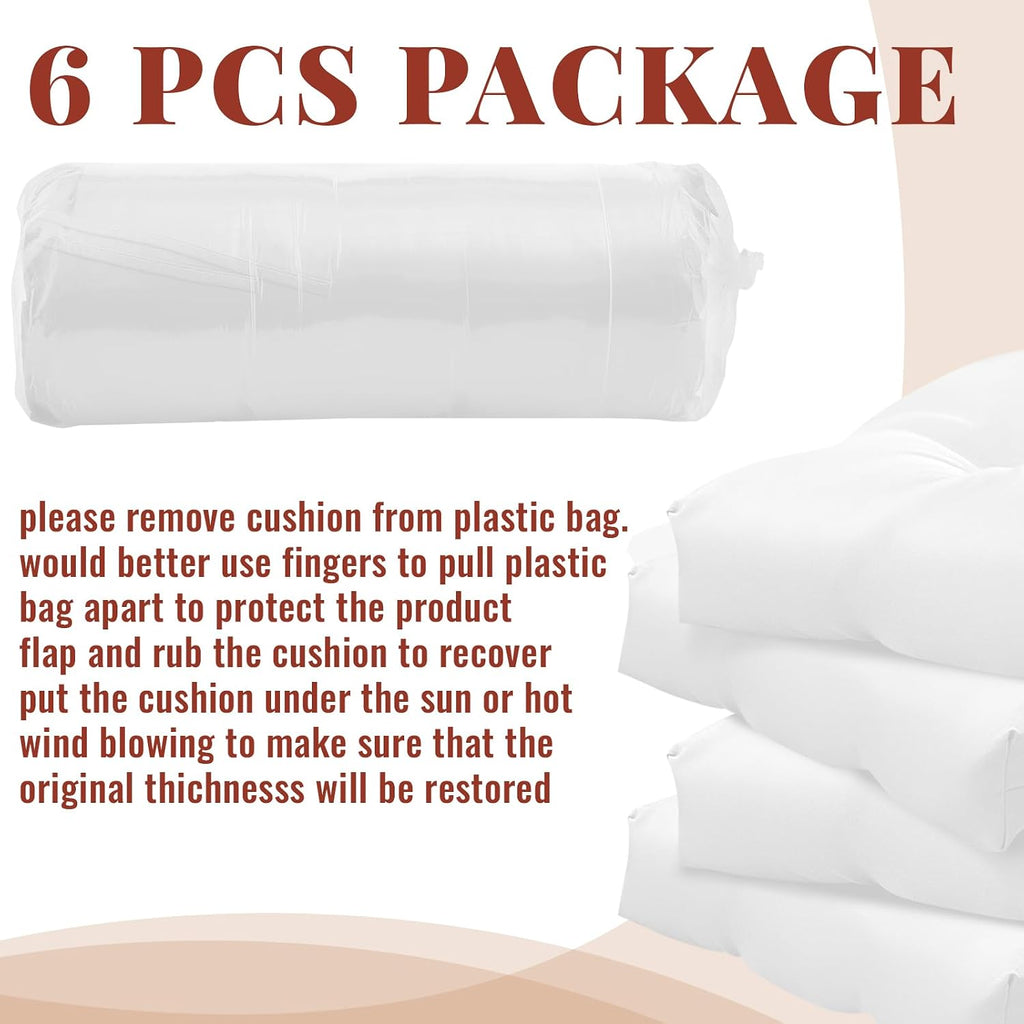 Geelin 6 Pcs Outdoor Patio Chair Cushion Thick High Back Adirondack Chair Cushion Tufted Weather & Fade Resistant Anti-Slip Outside Rocking Chairs Pads with Ties, 44 x 19 x 4 Inch (White)