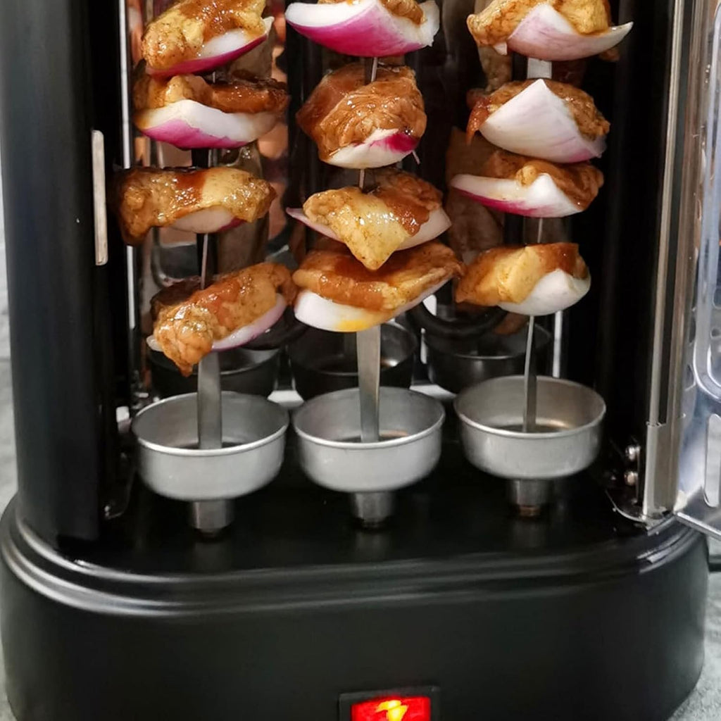 Electric Multi-Function Smokeless Vertical Rotisserie Oven, Automatic Rotating BBQ Grill for Home Use, Shawarma, Kebabs, Vegetable & Meat Roasting, Countertop Cooker