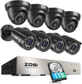 ZOSI 3K Lite Wired Security Camera System Outdoor,8pcs 1920TVL 1080P Surveillance Cameras,80ft Night Vision,8 Channel H.265+ 5MP Lite CCTV DVR with 1TB HDD for 24/7 Recording