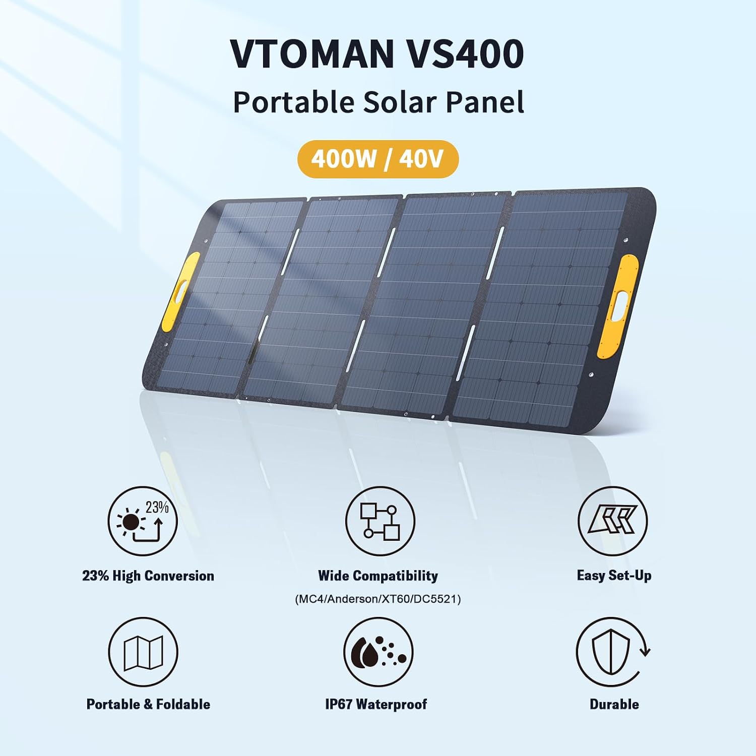 VTOMAN FlashSpeed Pro 3600 Portable Power Station, 3096Wh LFP Battery Solar Generator with 400W Solar Panel, 2Hr Fast AC Charge, 25% Efficient, UPS Home Backup with Wheels, for Outdoor RV Emergency
