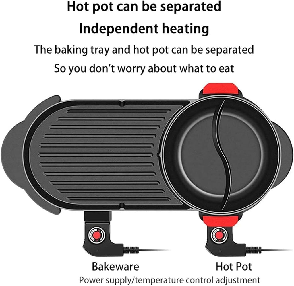BBQ Smokeless Grill Detachable Hot Pot Independent Temperature Control Hot Pot Barbecue Integrated Pot Household Portable Electric Hot Pot Indoor