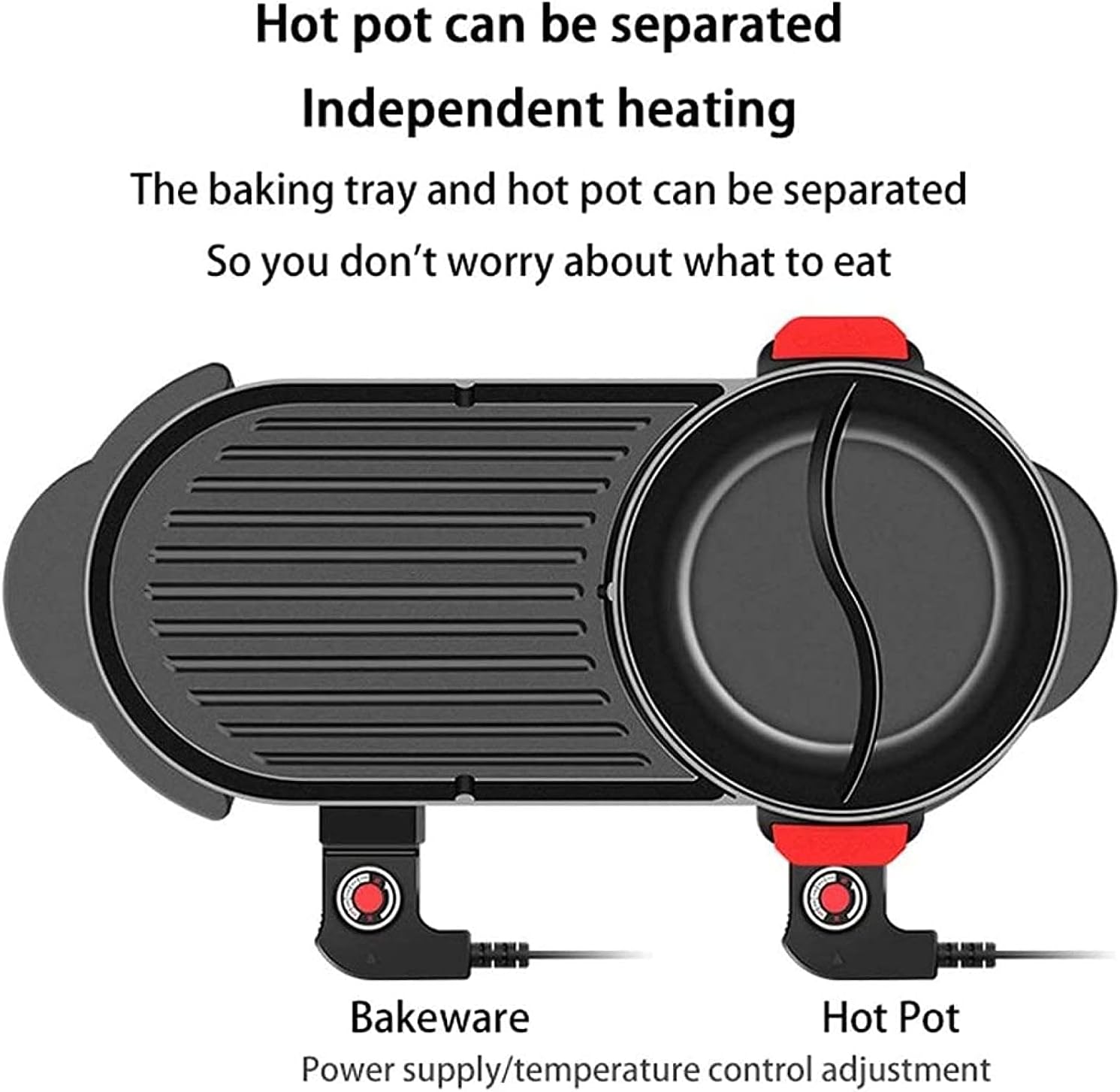 BBQ Smokeless Grill Detachable Hot Pot Independent Temperature Control Hot Pot Barbecue Integrated Pot Household Portable Electric Hot Pot Indoor