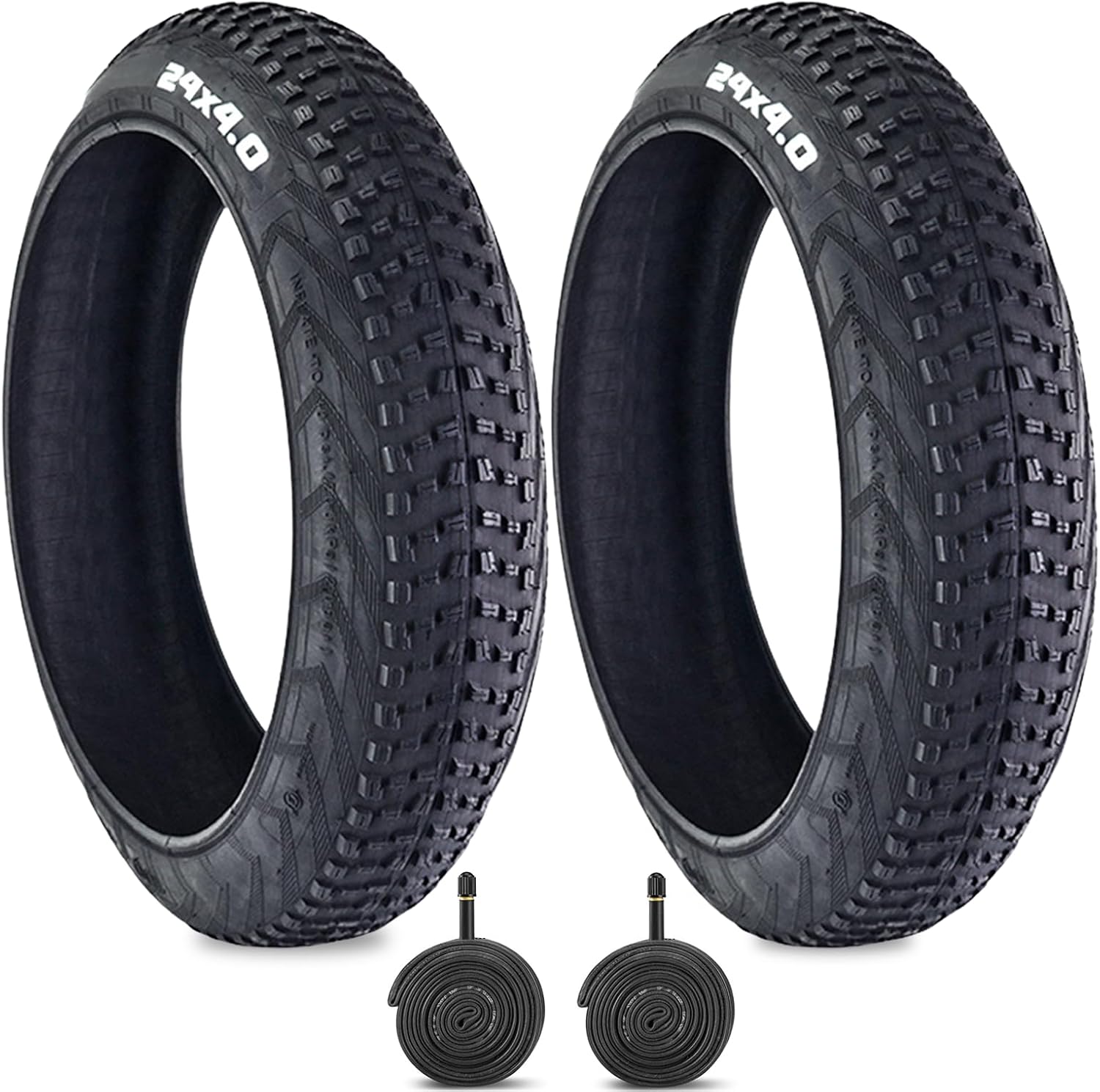2 Pcs E-Bike Fat Tire Set with Inner Tube,24 X 4.0 Inch Electric Bicycle Replacement Accessories,Compatible with Urban Street Mountain Beach Snowmobile or 3-Wheel Bikes