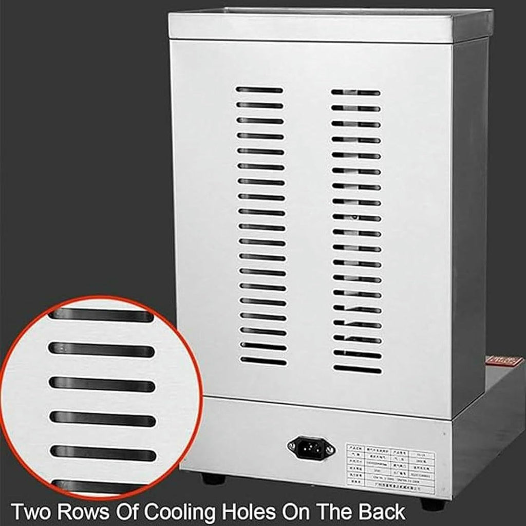 Commercial Vertical Barbecue Grill, 360° Automatic Rotation Gas Rotisserie BBQ Skewer, Stainless Steel Kebab Baking Oven (Black)