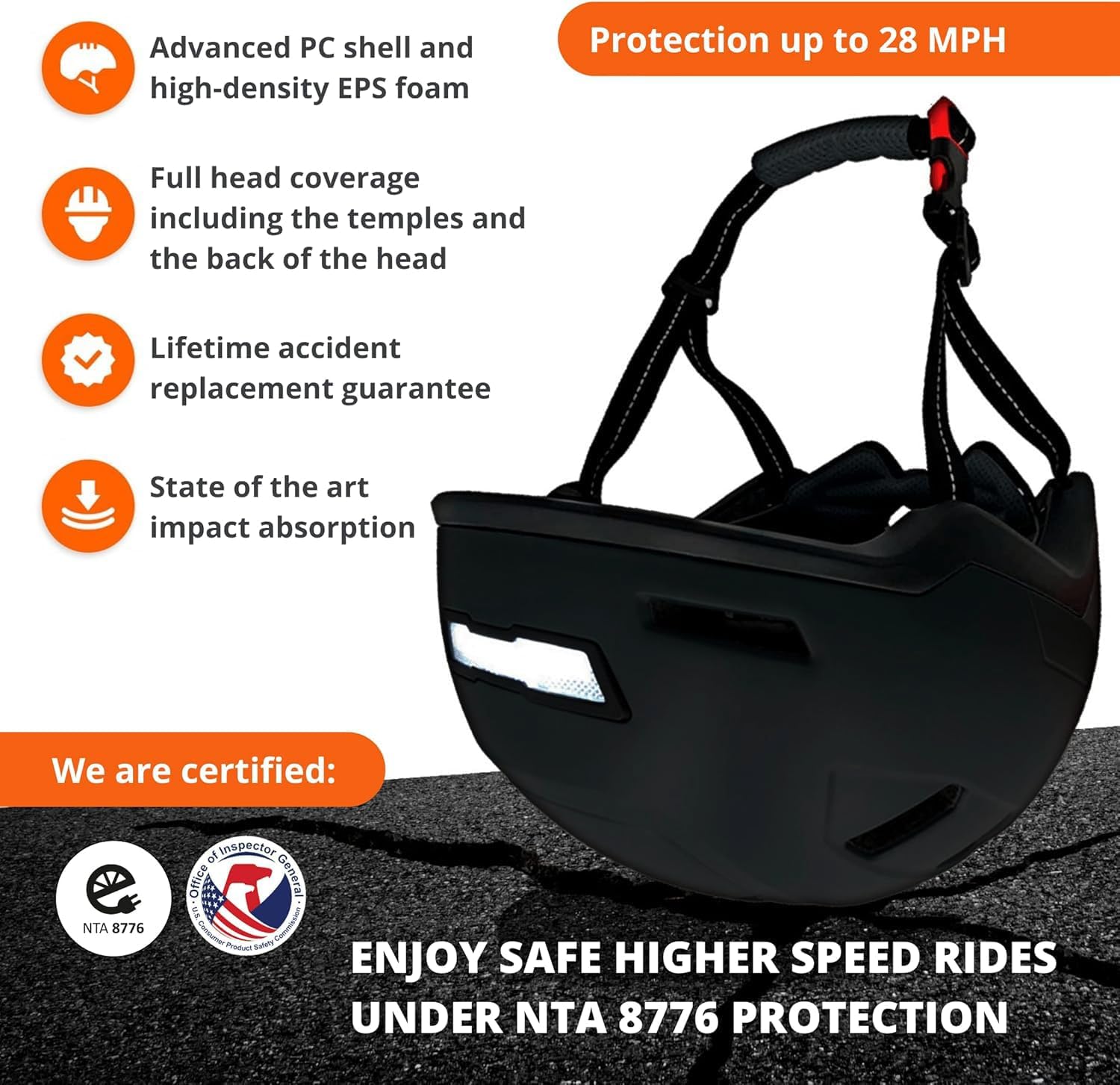 XNITO Bike Helmet with LED Lights - Urban Bicycle Helmet for Adults, Men & Women - CPSC & NTA-8776 Dual Certified - Class 3 E-Bikes, Scooters, Onewheel, Commuter, Mountain