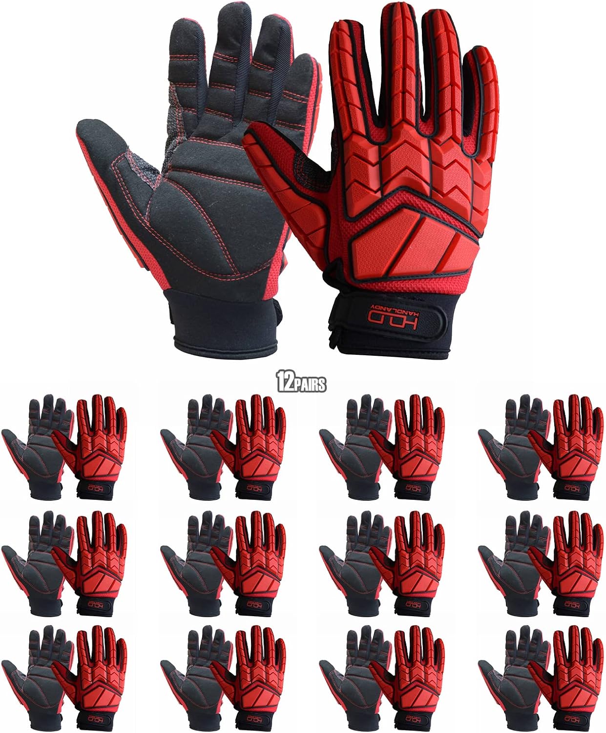 HANDLANDY Anti Vibration Gloves, SBR Padding, TPR Protector, Mechanic Work Gloves