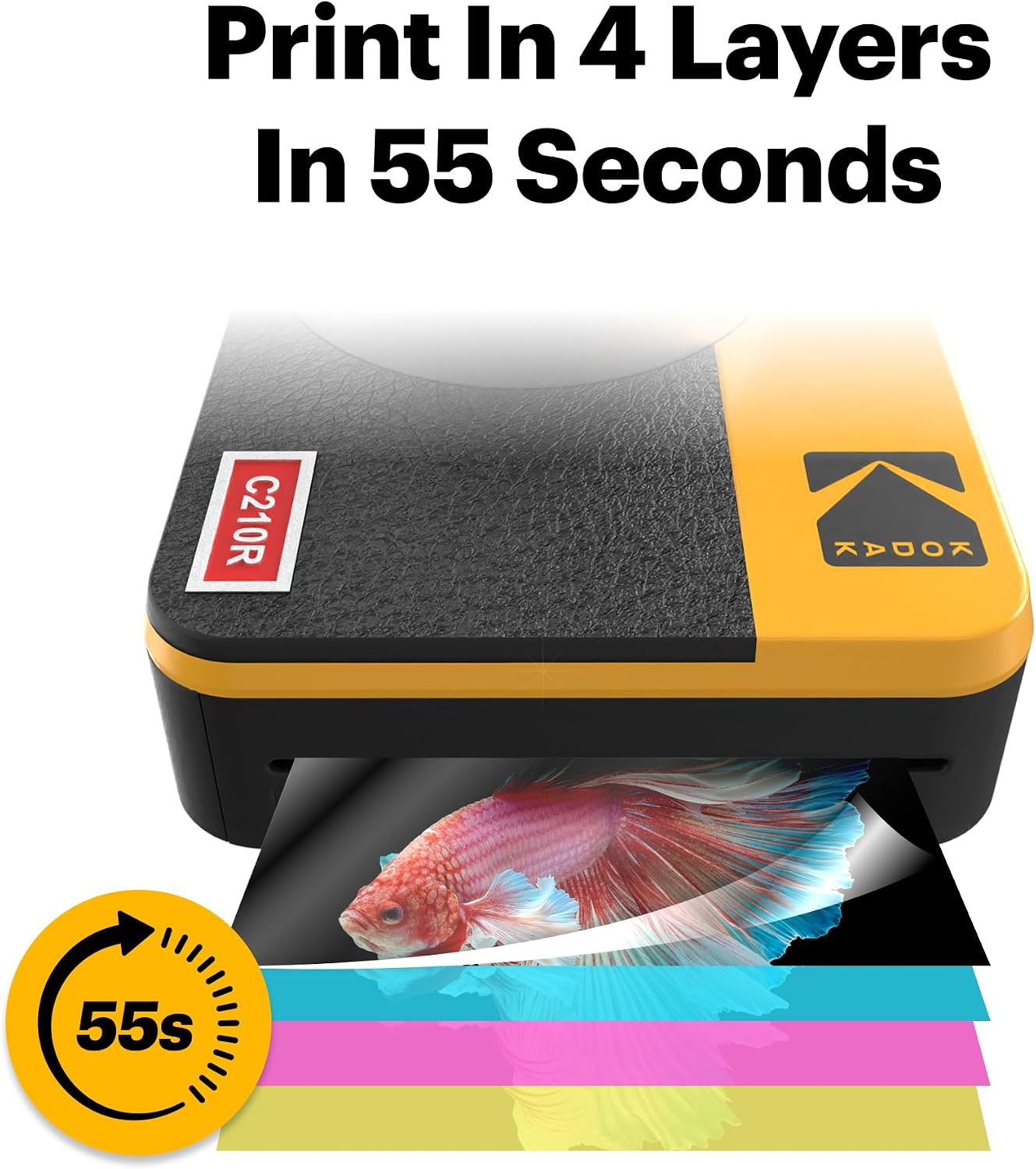 KODAK Mini Shot 2 Retro 2x3' Instant Digital Camera & Photo Printer, 8 Sheets, 2-in-1 Portable Print Camera, Bluetooth Smartphone Printer for iOS & Android, 4PASS Dye Sublimation, Yellow