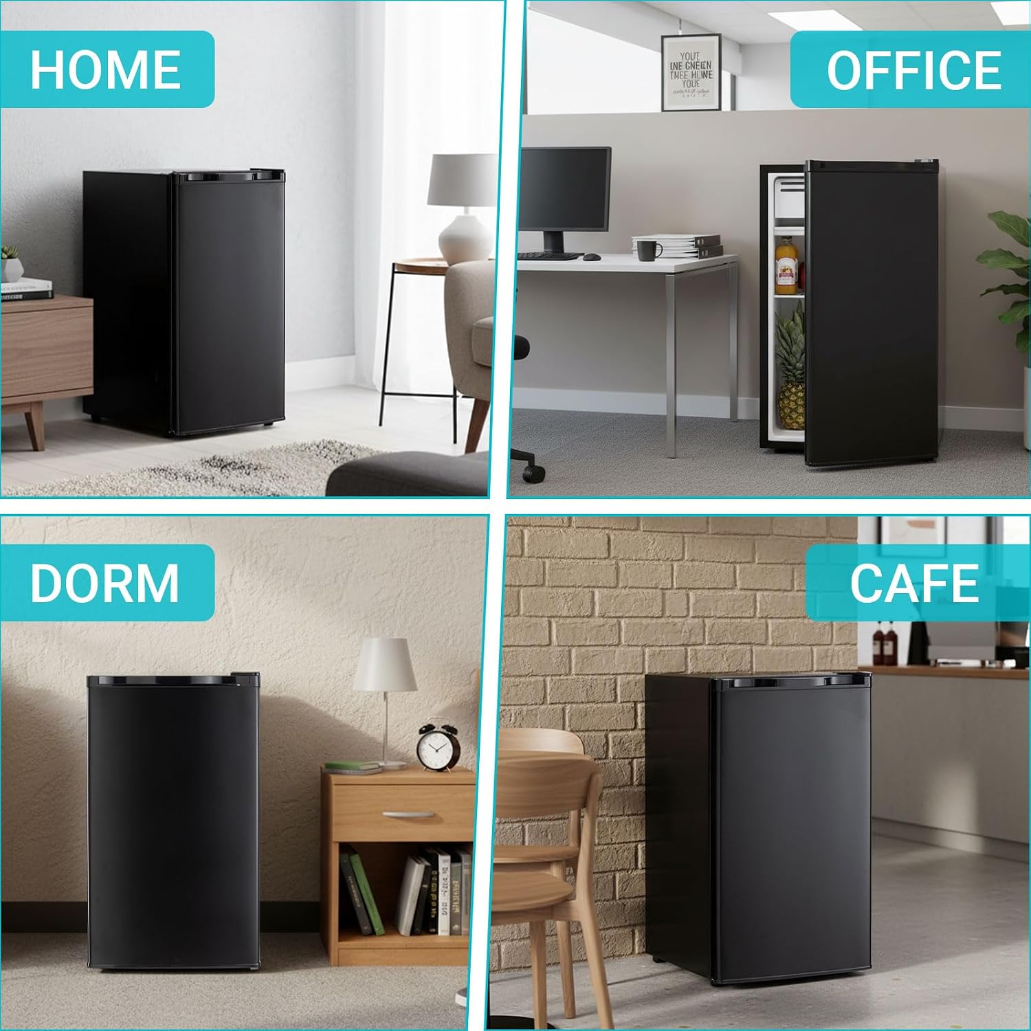 Erivess 3.2 Cu.Ft Mini Fridge with Freezer, Single Door Small Refrigerator with 7 Adjustable Thermostat, Energy Saving, Low Noise, Dorm Fridge for Office, Bedroom, Apartment
