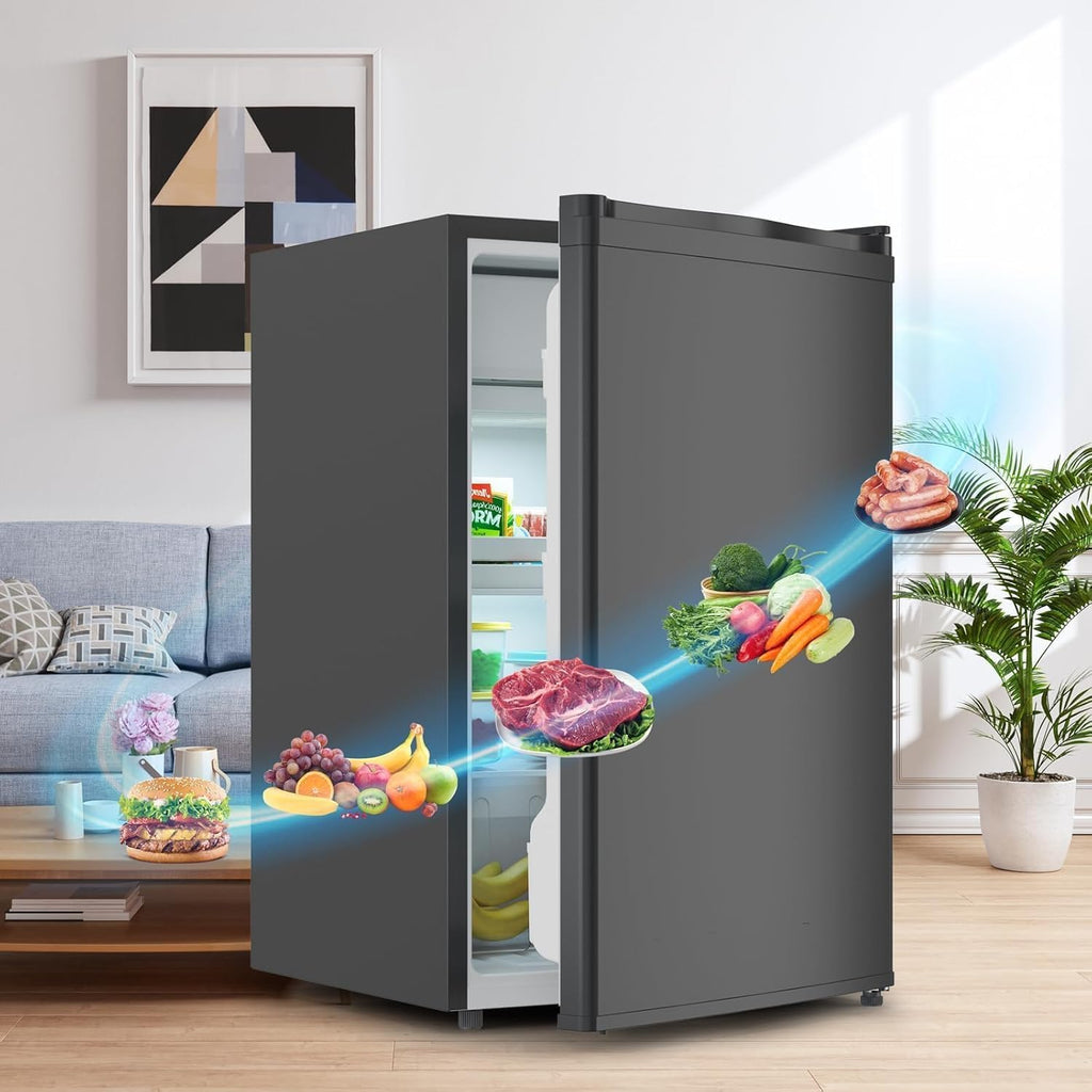 4.3 Cu.Ft Mini Fridge with Freezer – Compact Single Door Refrigerator w/Adjustable Thermostat | Energy-Efficient & Low Noise, Ideal for Bedroom, Office & Dorm