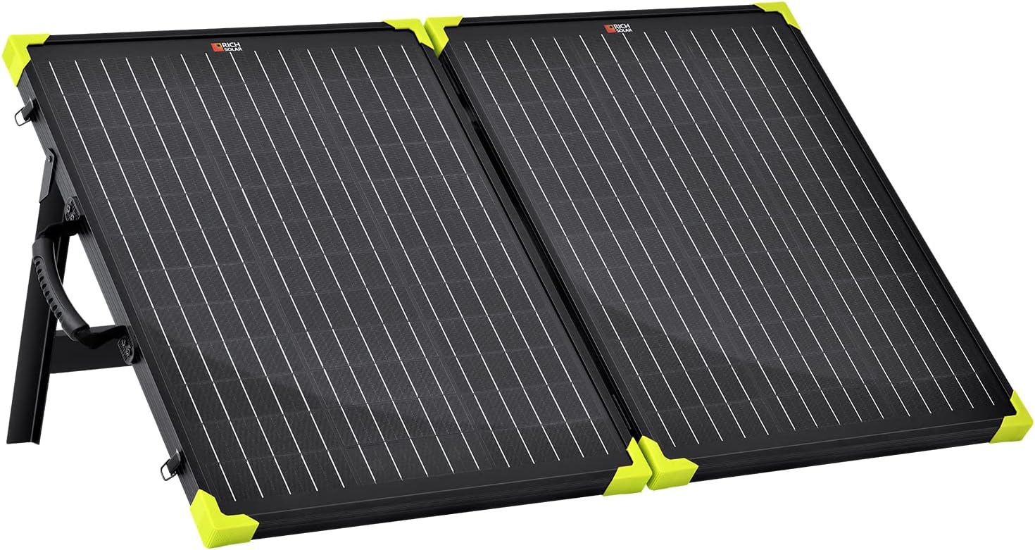 RICH SOLAR 100W Briefcase Solar Charging Kit Portable Solar Panel with 20A Charger Controller Built-in Robust Kickstand (100W+10A Controller)