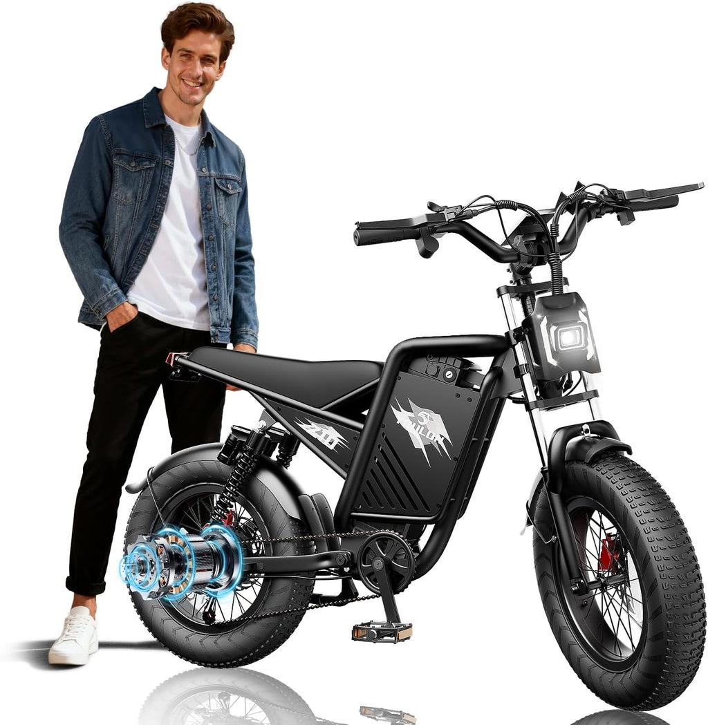 Ebikes for Adults, 1500/2000W Peak Motor, 17/20/23Ah Long Range Teens Electric Bike with Dual Hydraulic Brakes, 20' Fat Tire All-Terrain for Commuting E-Bicycle