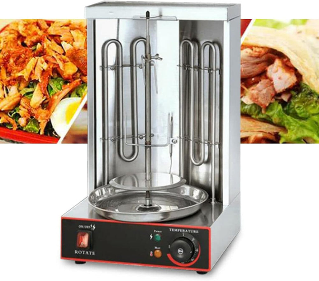 Electric Grill Electric Kebab Machine Electric Kebab Grill Gyro Machine 2 Heating Tubes Electric Kebab Grill Table Grill BBQ Döner Automatic Rotating Grill Machine 50-300℃