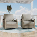 COOS BAY Modern Outdoor Swivel Rocker Chairs, Wicker Glider Rocking Chairs with Cushions, 360° Swivel Rattan Patio Seating, 2 Pieces, Brown/Gray
