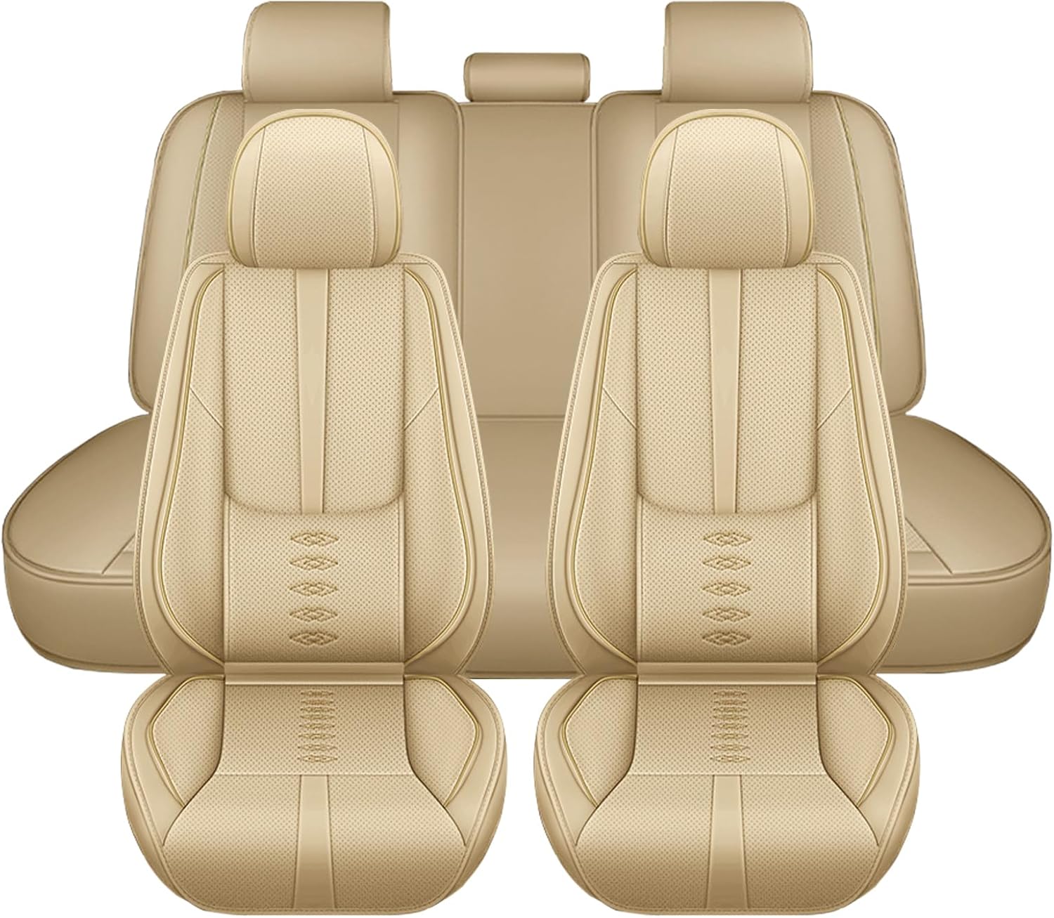 Leather Seat Covers for Hyundai Santa Cruz 2022-2025 2026,Premium Car Seat Covers Full Set,Waterproof Car Seat Protectors with Airbag,Comfort Interior Cover Seats for Cars(Beige)