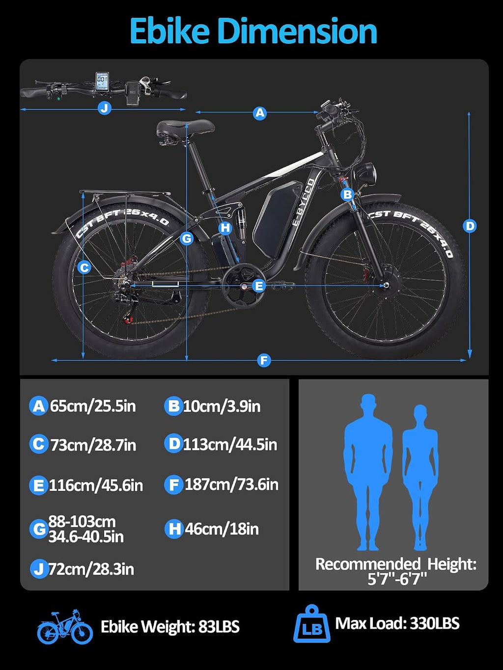 6000W Peak Electric Bike for Adults, 52V 32AH Dual Motor E-Bike, Up to 90Mile & 45 M P H All-Terrain Fat Tires Full Suspension 24/26 Inch Electric Bicycles Hydraulic Disc Brake for Road UL2849 by SGS