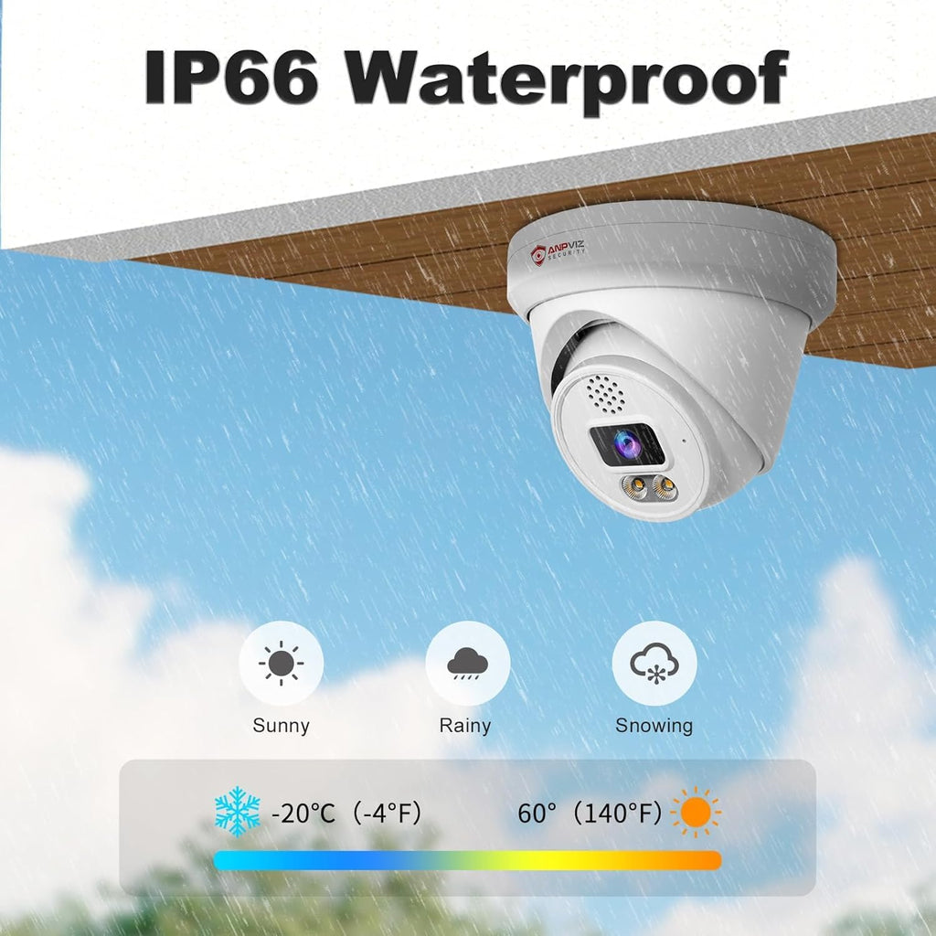 Two-Way Audio, Anpviz 16CH PoE Security Camera System, AI Human Vehicle Detection, 8PCS Wired 6MP PoE IP Cameras for Business Home, 12MP 16CH NVR Pre-Installed 4TB HDD for 24-7 Recording, NDAA