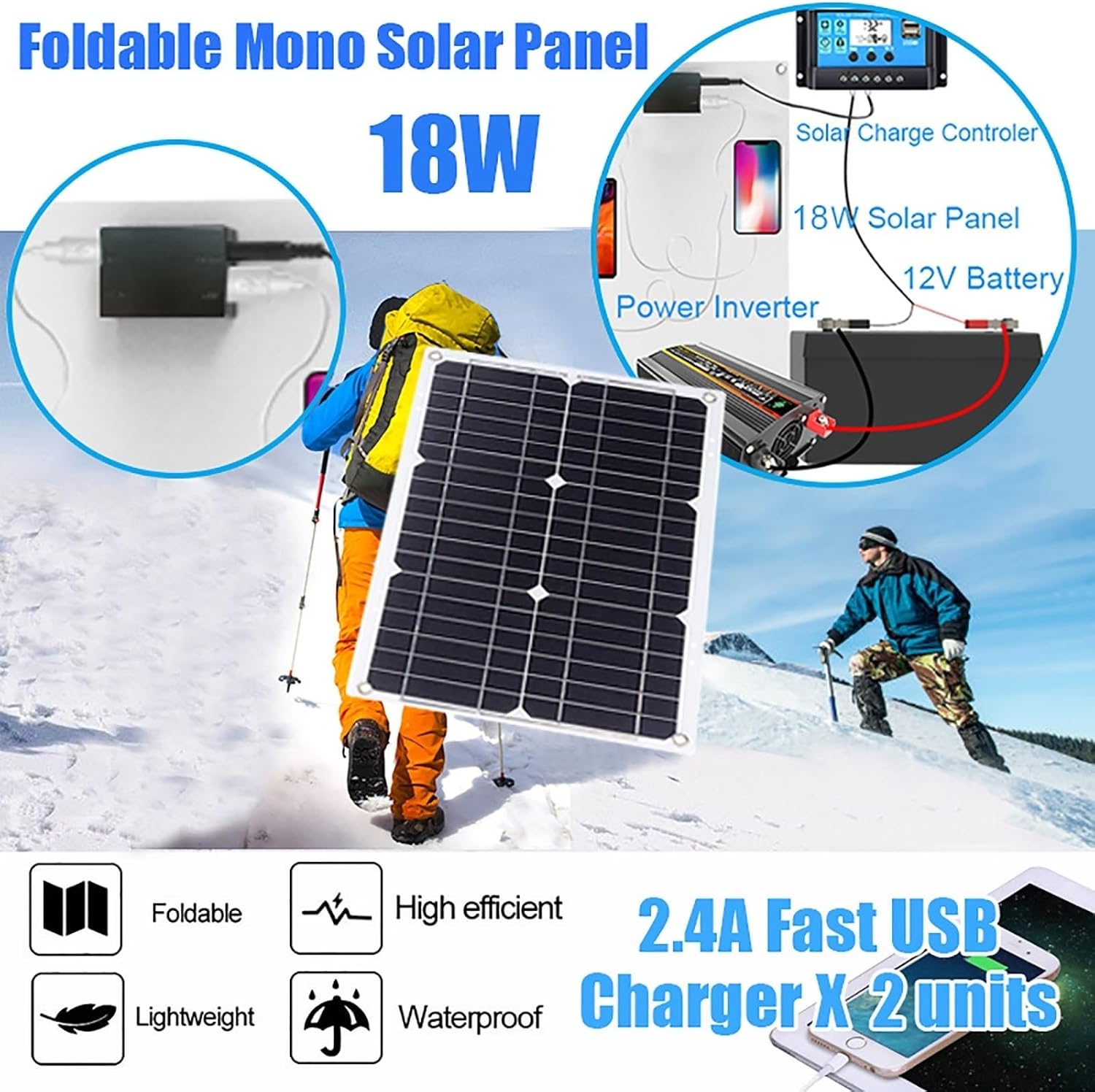 4000W/6000W Solar Inverter Kit 12V DC to 110V 220V AC with 18W Solar Panel 30A Controller for Home RV Off Grid Power System Generator(6000W,12-220v)