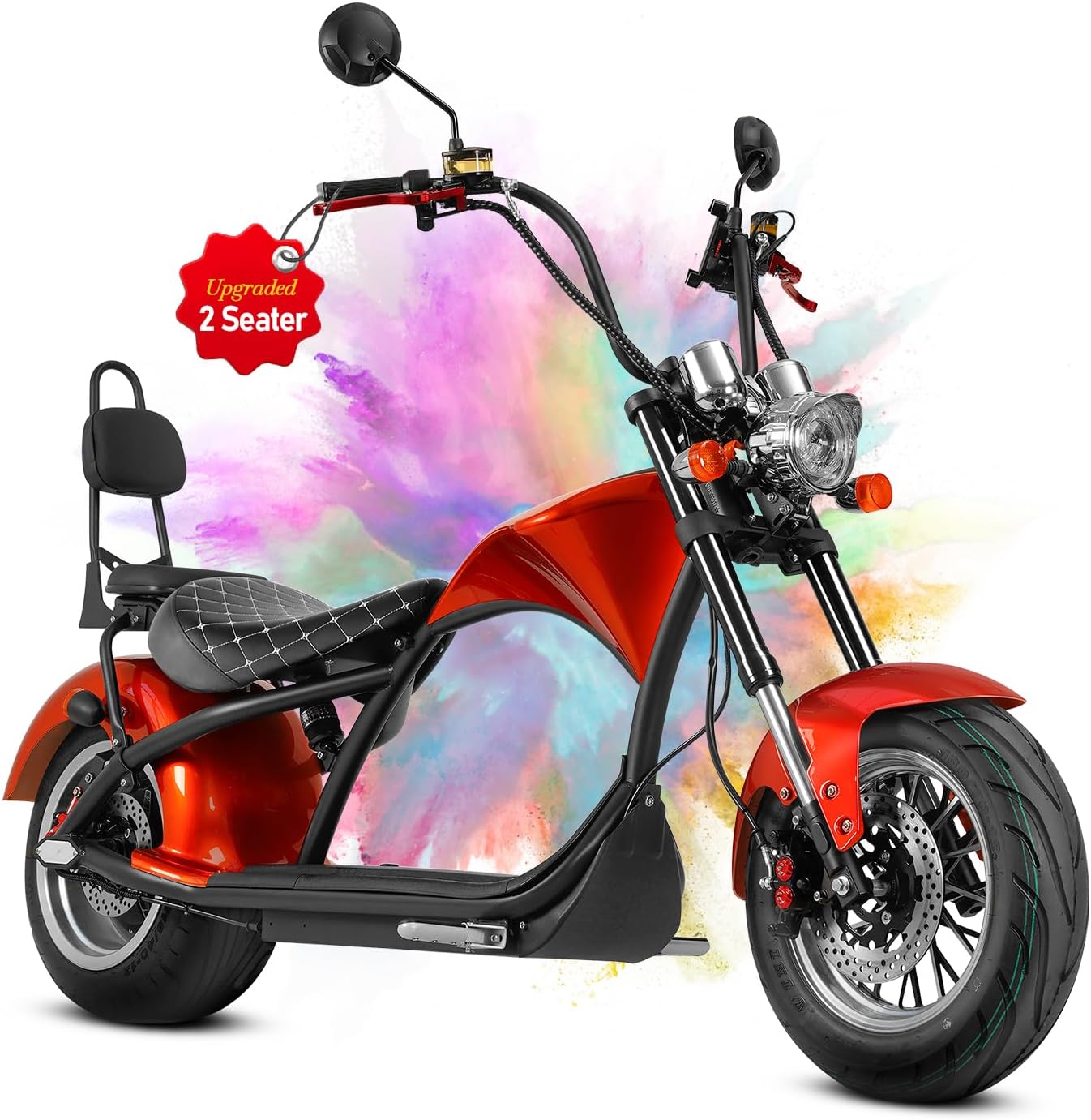 eAhora M1 2 Seater 2000W Electric Motorcycle for Adults,37MPH 60V 30Ah Battery 40 Miles Long Range Full Suspension Dual Hydraulic Brakes, Street Legal Electric Motorcycle