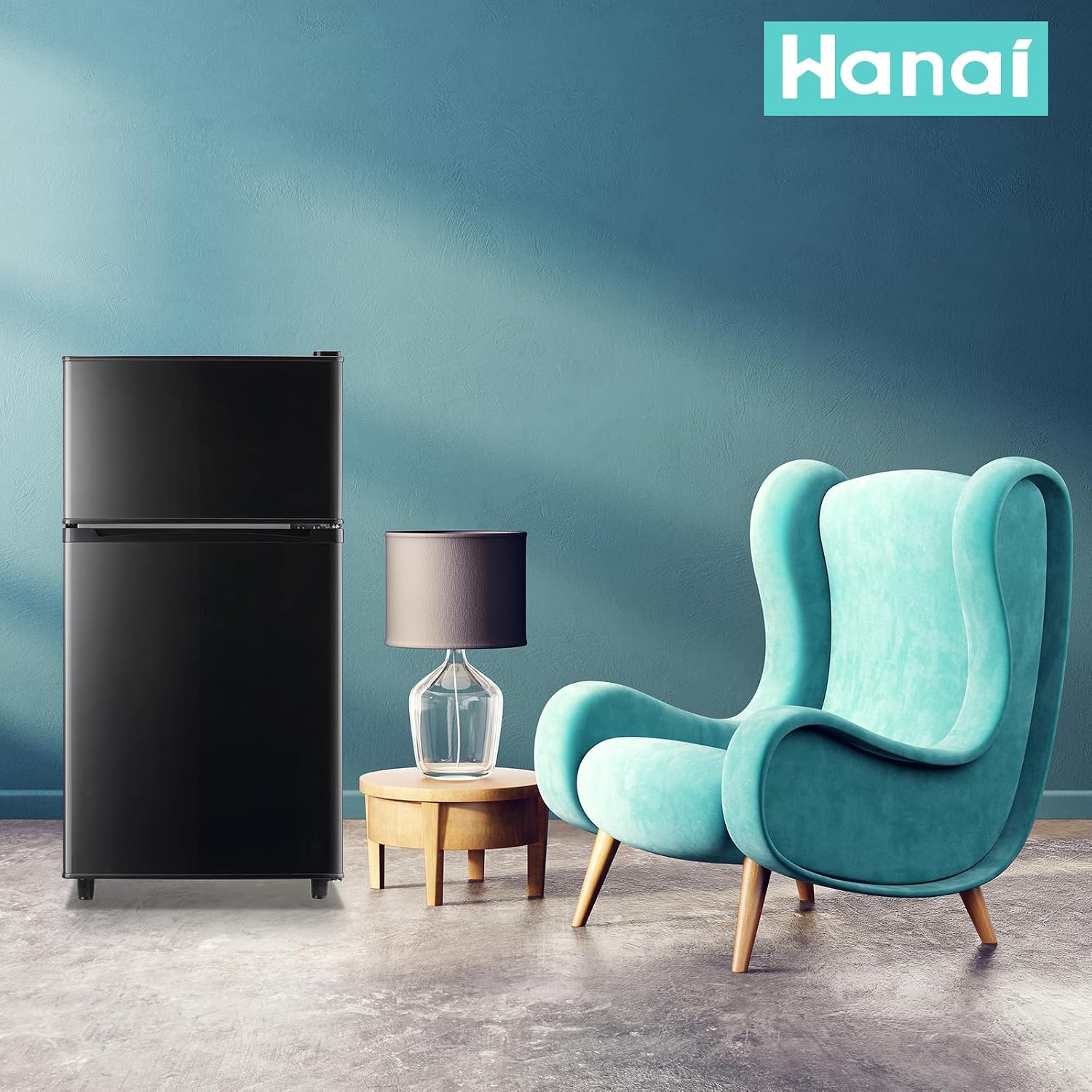 WANAI Small Refrigerator with Freezer 3.5 Cu.Ft Mini Fridge with Freezer on Top Double Door Small Fridge for Bedroom Dorm Room College Office Black