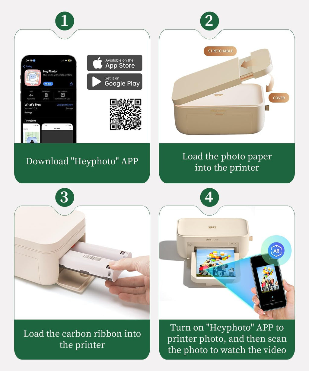 iDPRT 4x6 Photo Printer with 108 Sheets & 2 Ribbons,Instant Picture Printer - Dye Sublimation, Portable Color Photo Printers for iPhone, Android, WI-Fi Connnecting, Home Use