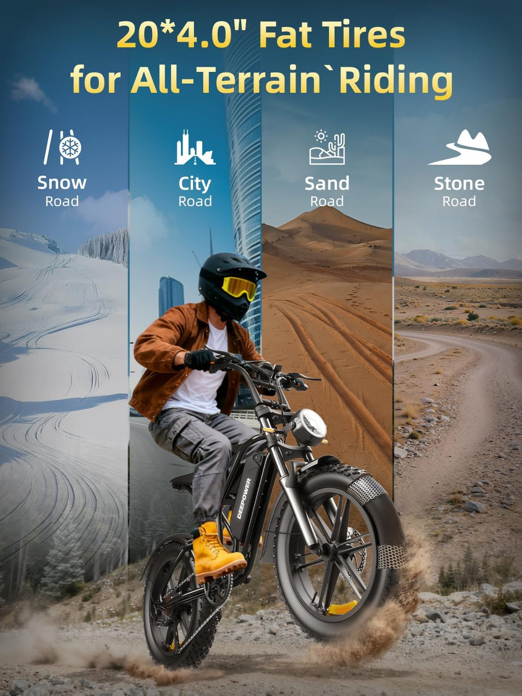 Rideon Electric Bike for Adults,1500W Peak Motor Ebike, Up to 120Miles 32MPH, Fat Tire Electric Bike with 48V 13AH /20AH/25AH Removable Battery