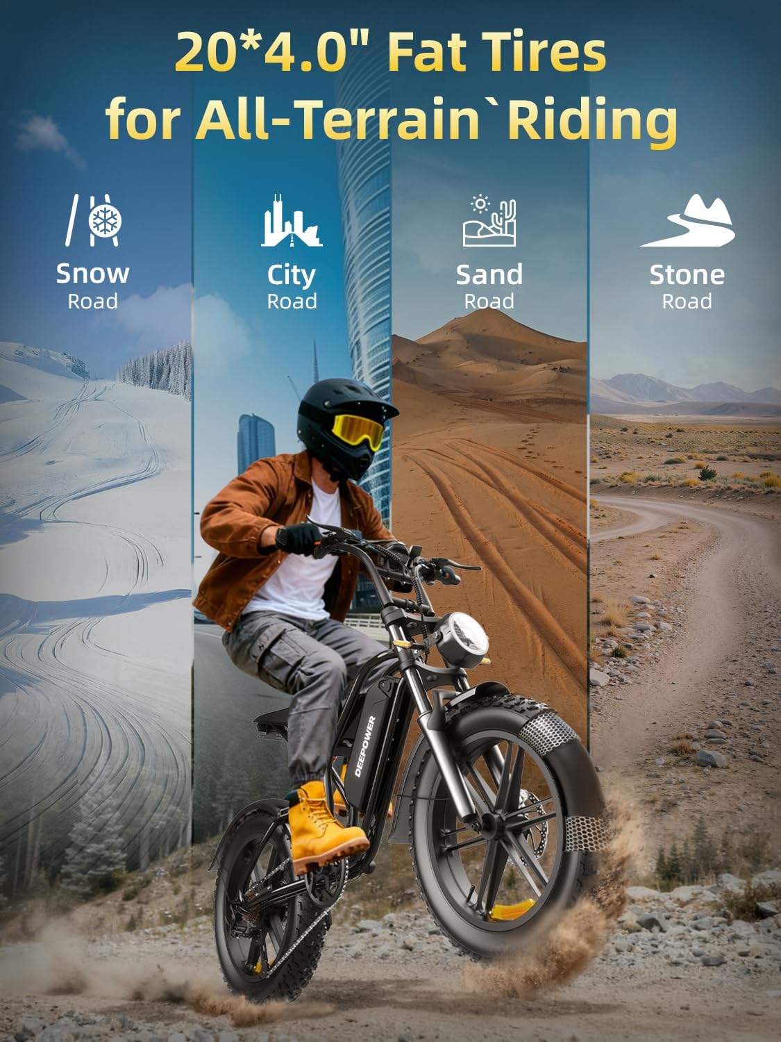 Rideon Electric Bike for Adults,1500W Peak Motor Ebike, Up to 120Miles 32MPH, Fat Tire Electric Bike with 48V 13AH /20AH/25AH Removable Battery